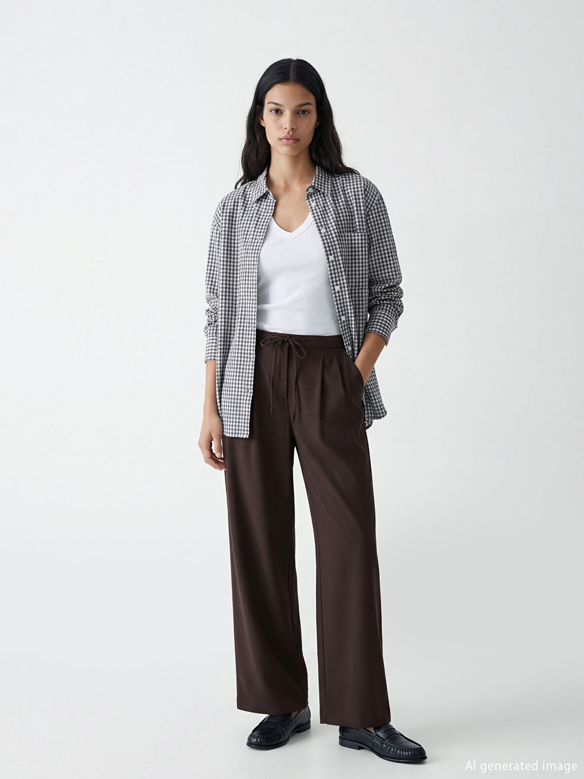 XSIDE Ekose Oversize Oxford Kadın Gömlek