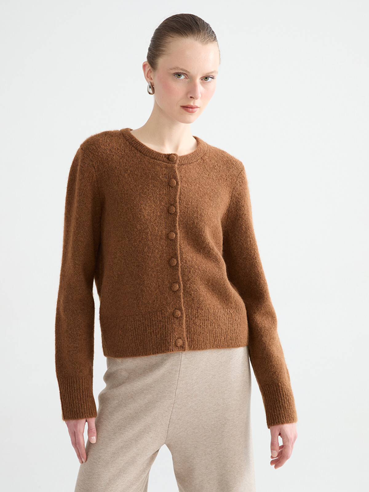 LCW EVERYDAY Crew Neck Women's Knitwear Cardigan - S6KA35Z8-D3C