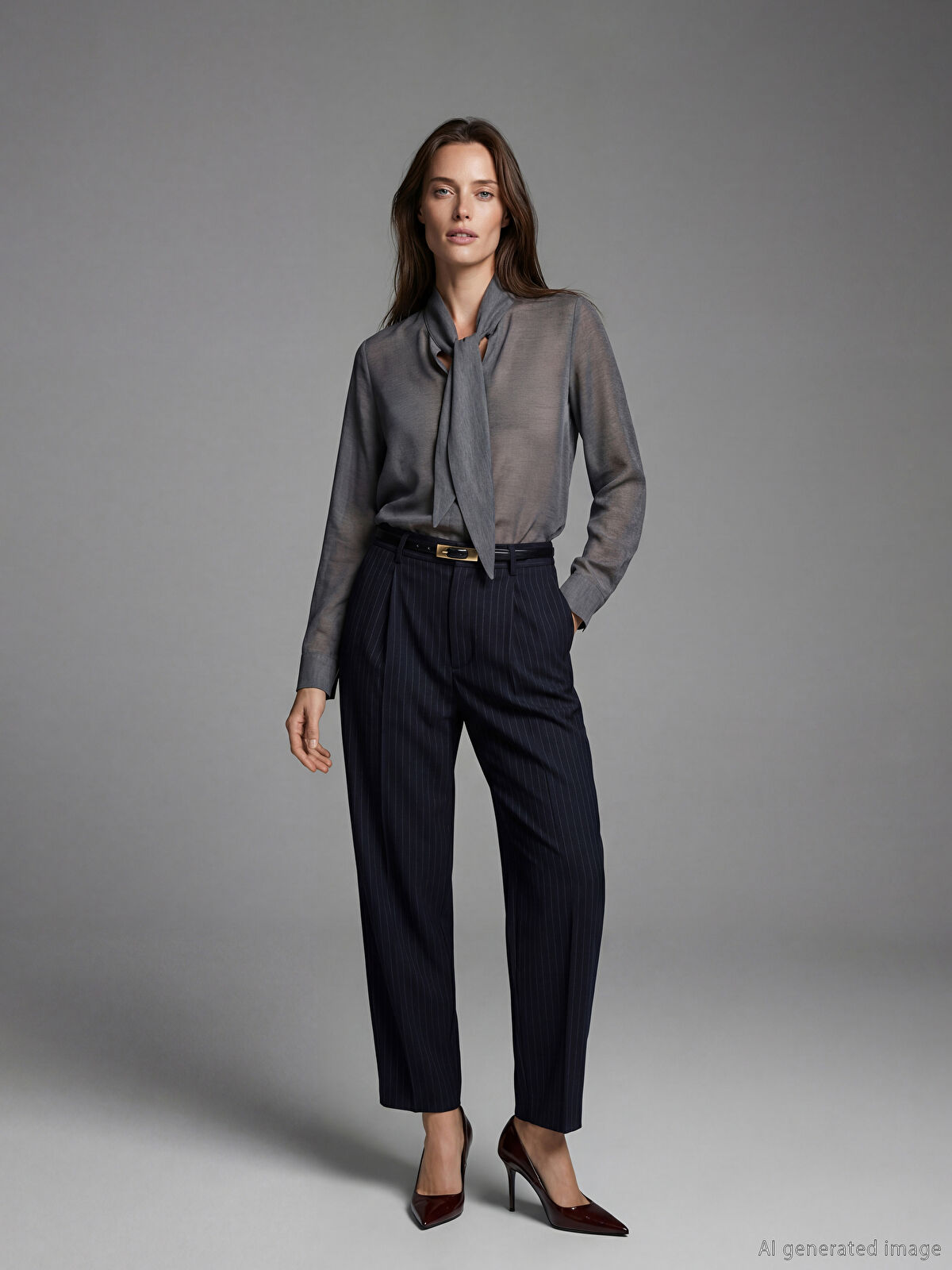 LCW Vision Loose Fit Çizgili Kadın Kumaş Pantolon