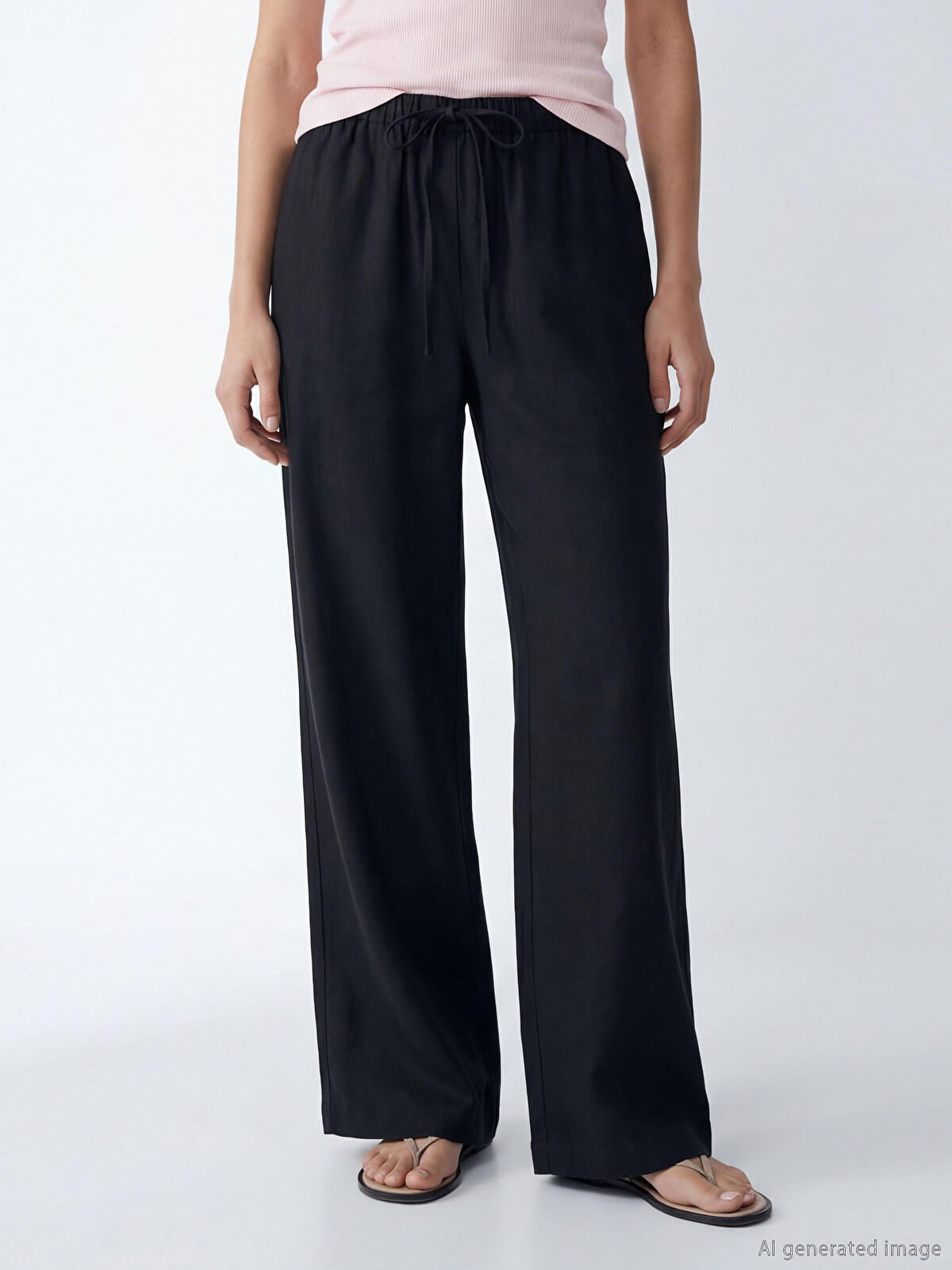 XSIDE Elastic Waist Wide Leg Women's Trousers - S6KB43Z8-CVL | LC