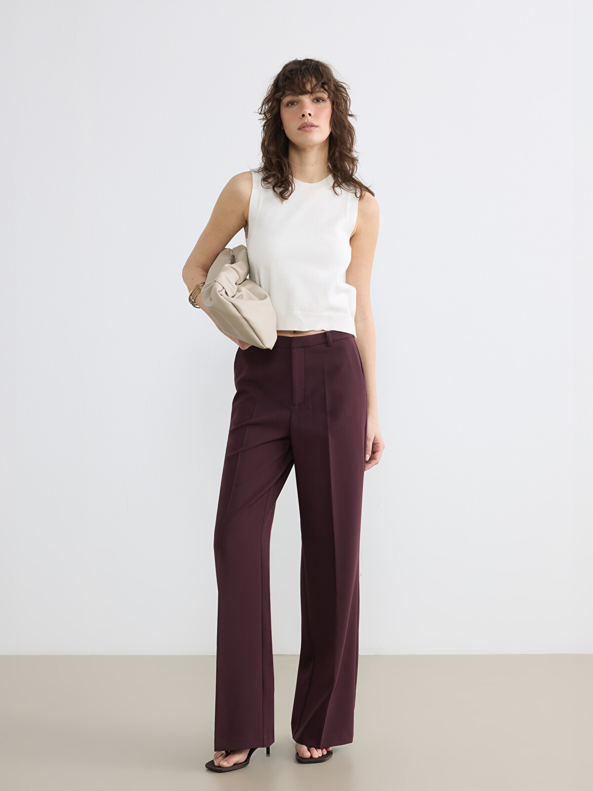LCW Vision High Waisted Wide Leg Women's Trousers - S6KC80Z8-CZT