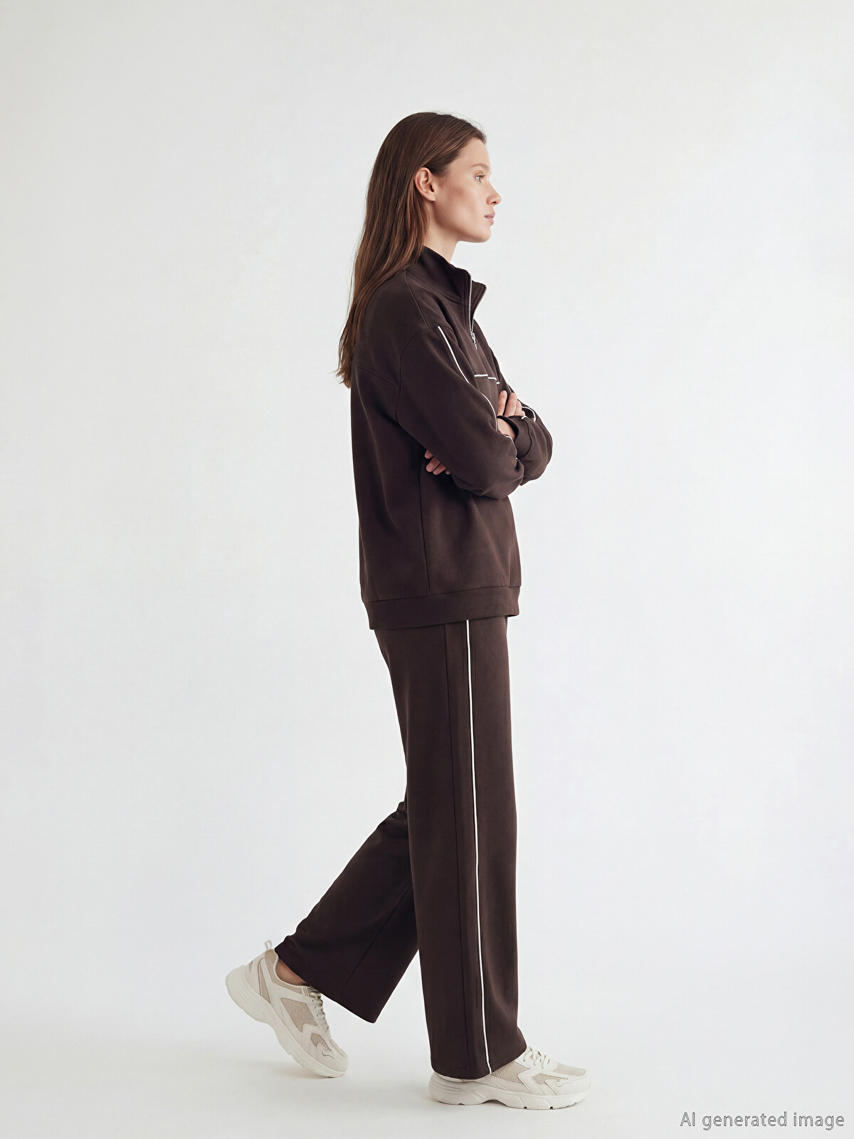 LCW Modest Kahverengi Beli Lastikli Soft Touch Kadın Eşofman Altı