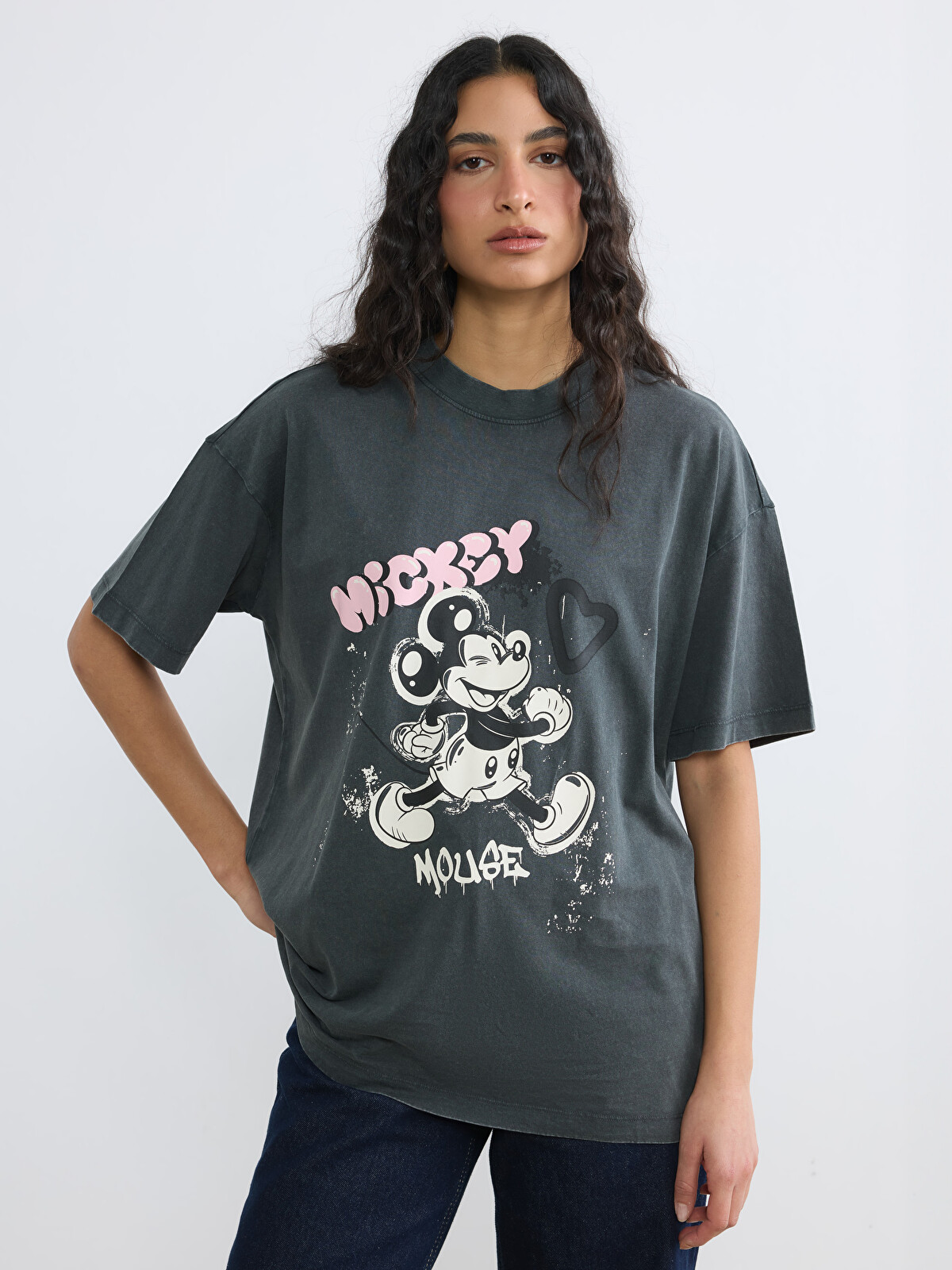 LCW Modest Mickey Mouse Printed Women's T-shirt - S6KE11Z8-JPT