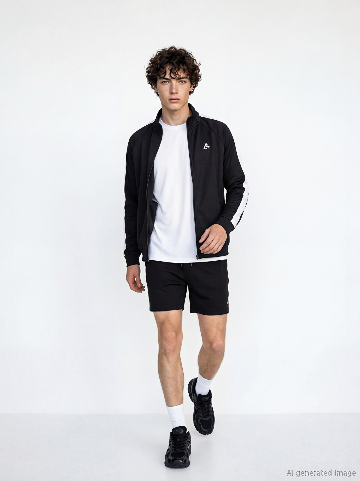 XSIDE ACTIVE Siyah Şeritli Erkek Fermuarlı Sweatshirt - S6KF41Z8
