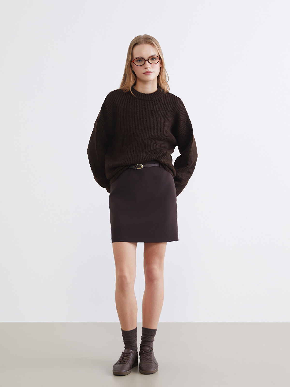 XSIDE Crew Neck Oversize Women's Knitwear Sweater - S6KF46Z8-8HG