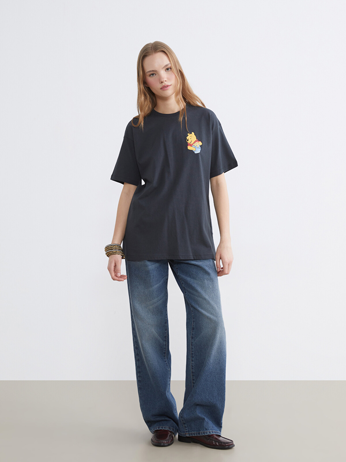 XSIDE Woman Anthracite T-Shirt - S6KF55Z8-VDL | LC Waikiki