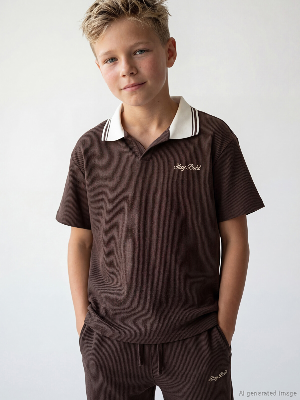 LCW Kids Polo Yaka Nakışlı Erkek Çocuk Tişört