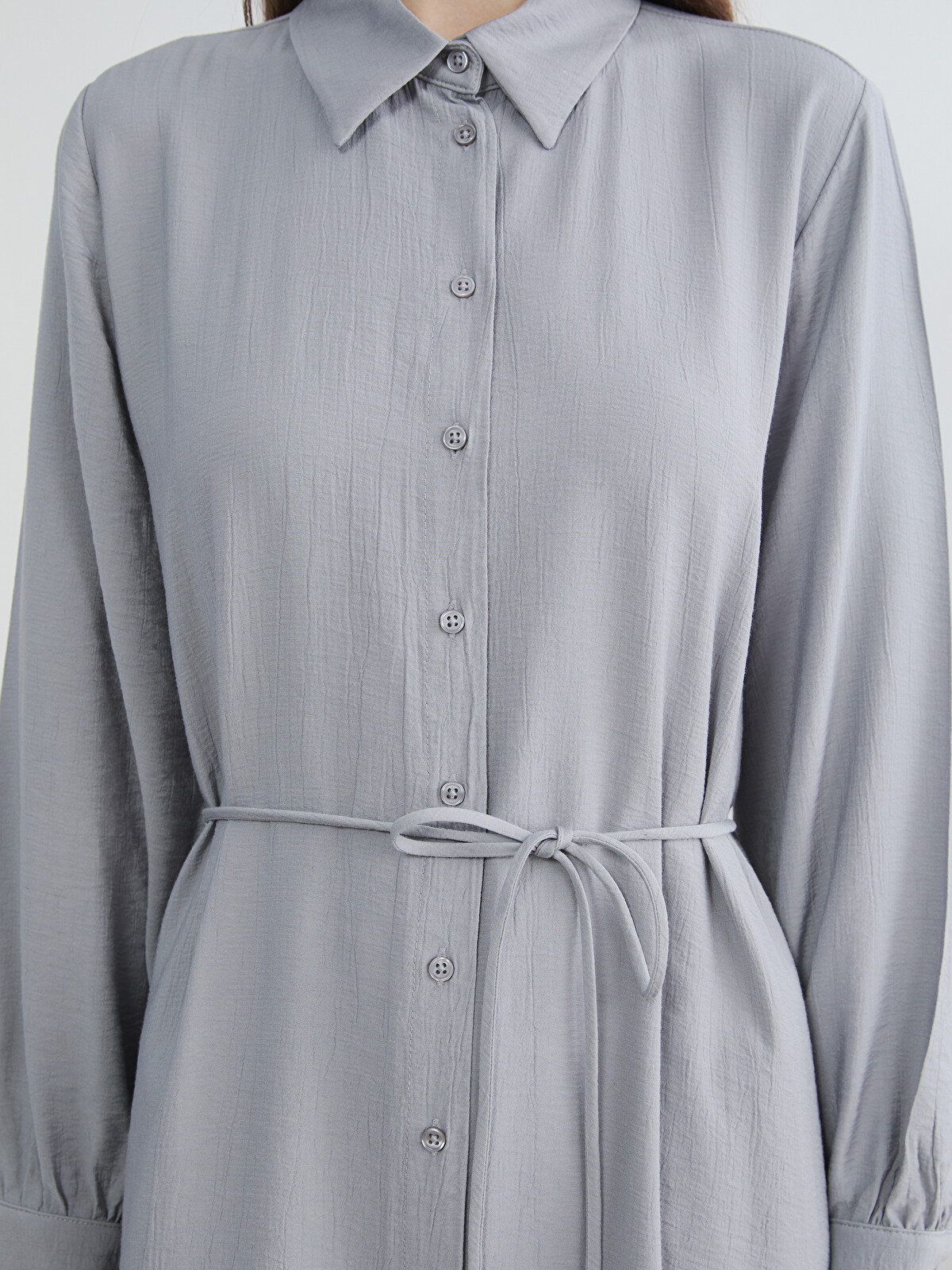 LCW Modest Textured Sash Shirt Dress - S6KG31Z8-ZY1 | LC Waikiki