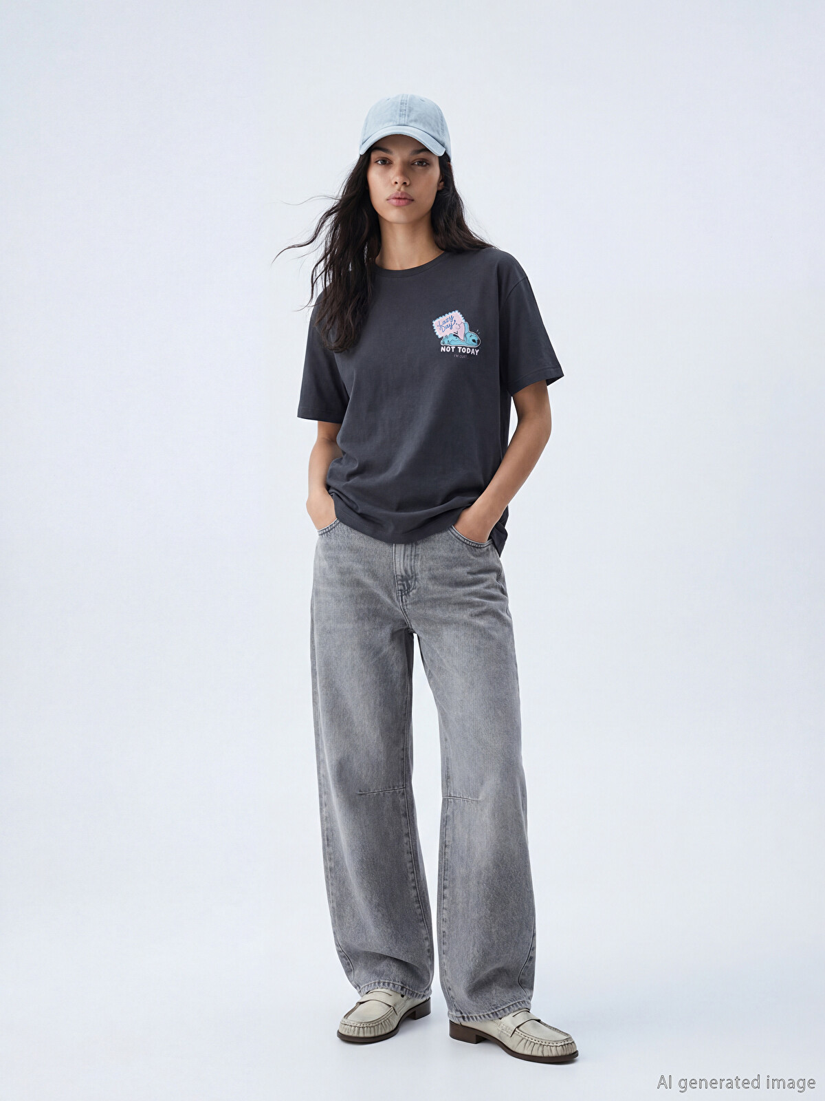 XSIDE Stitch Baskılı %100 Pamuklu Kadın Tişört - S6KI05Z8-VDL | LC