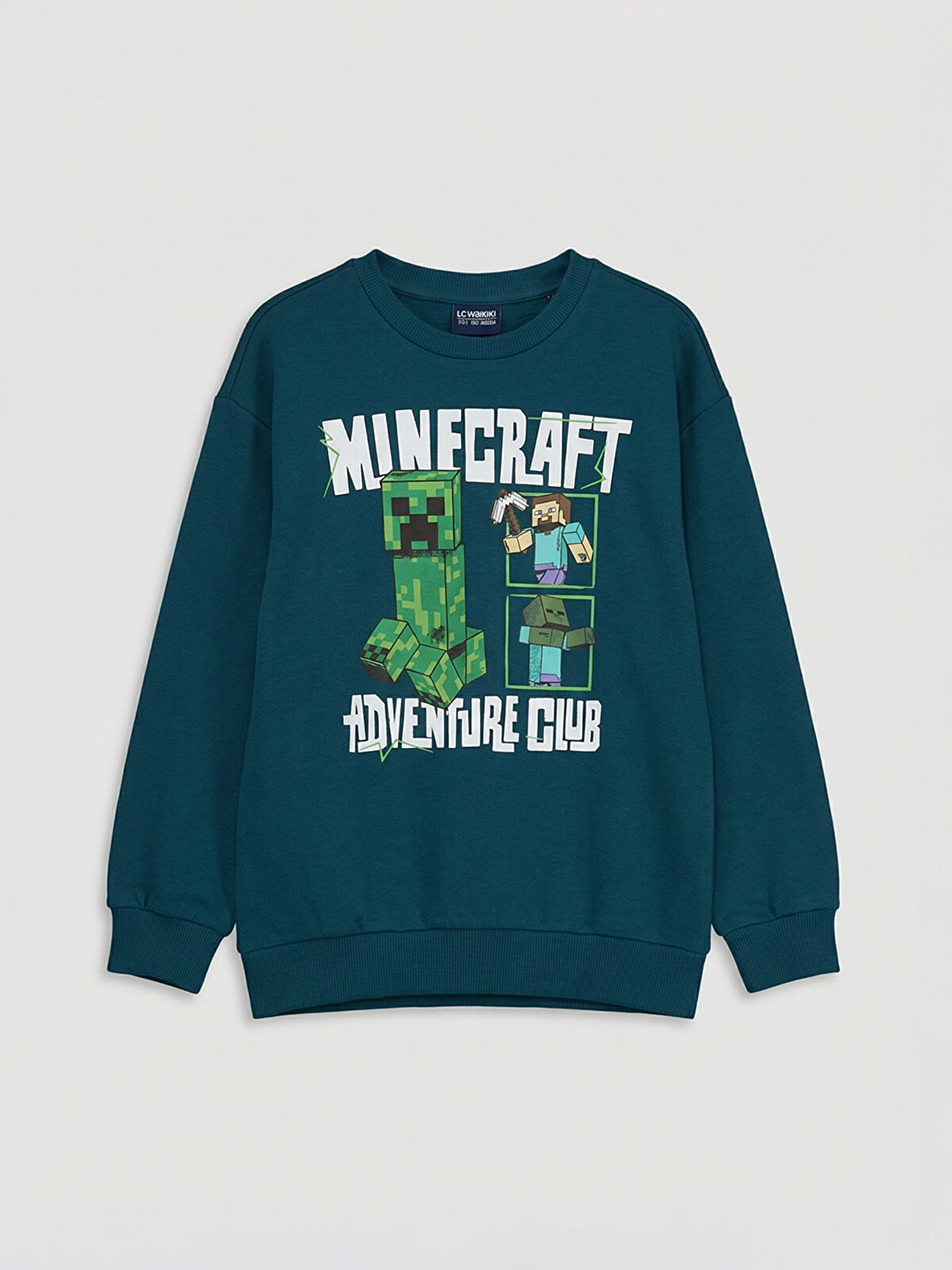 LCW Kids Petrol Minecraft Baskılı Erkek Çocuk Sweatshirt