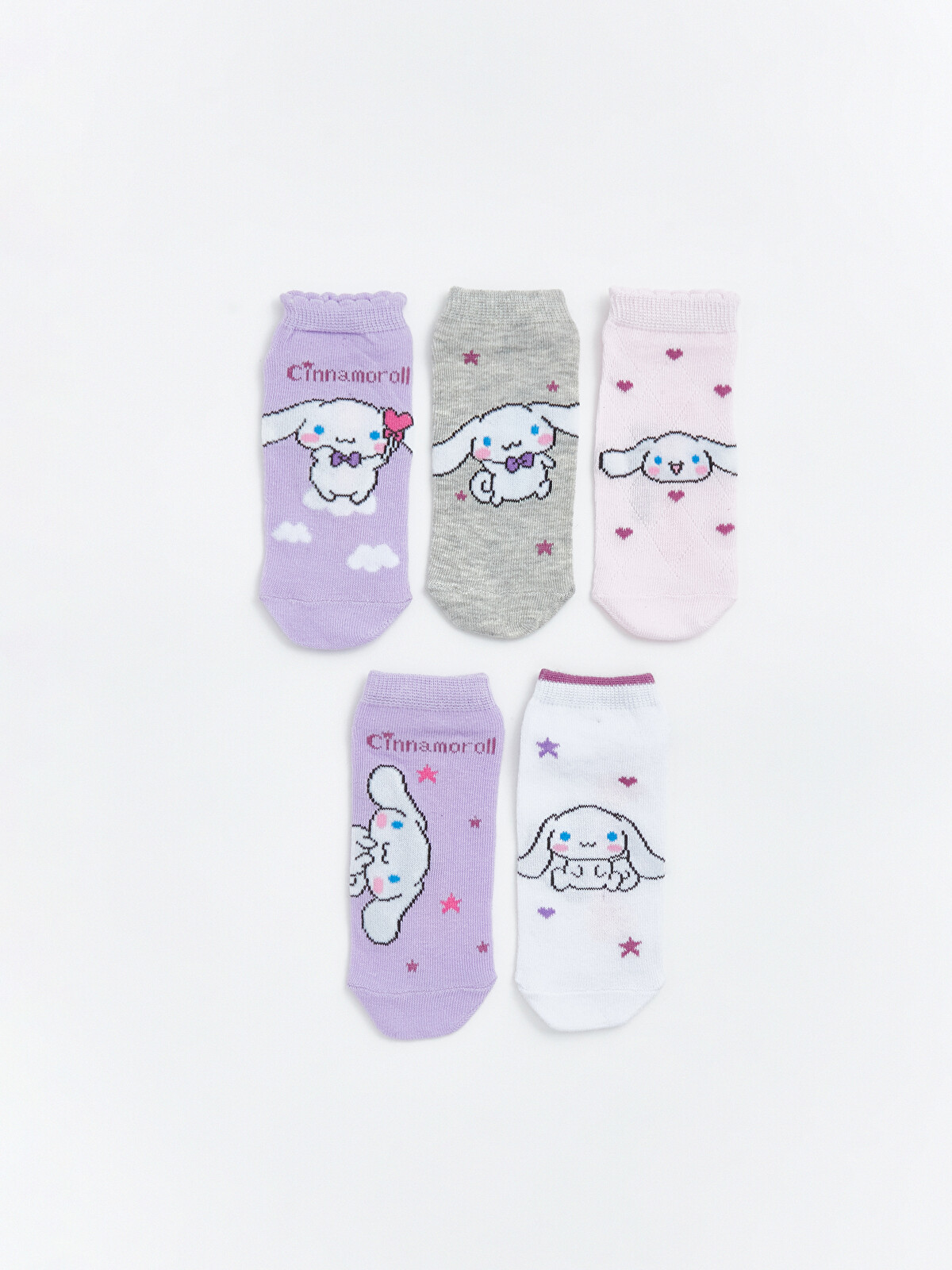 LCW Kids Cinnamoroll Printed Girls' Trainer Socks 5 Pack
