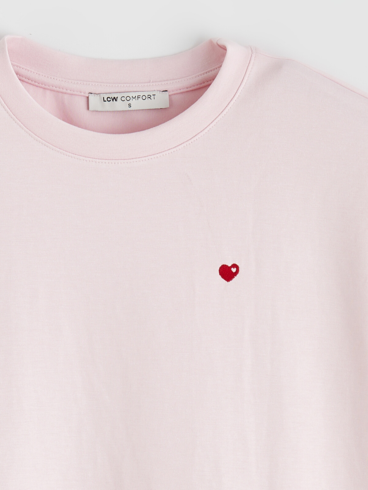 LCW Comfort Soft Touch Women's T-shirt With Heart Embroidery