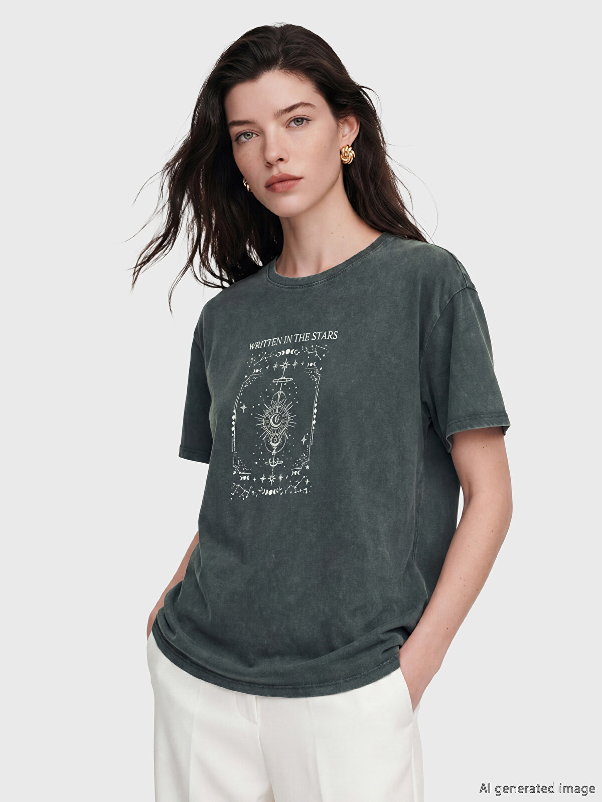 LCW Comfort Crew Neck Printed Women's T-shirt - S6KN21Z8-502 | LC