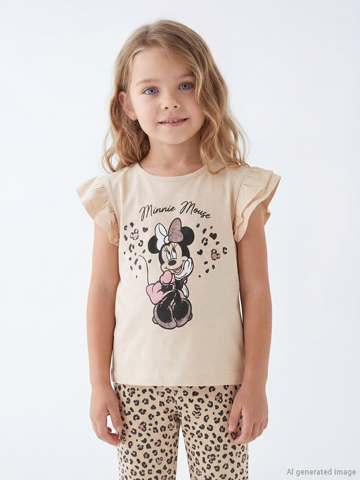 LCW Kids Minnie Mouse Baskılı Kız Çocuk Bluz ve Tayt - S6KN31Z1