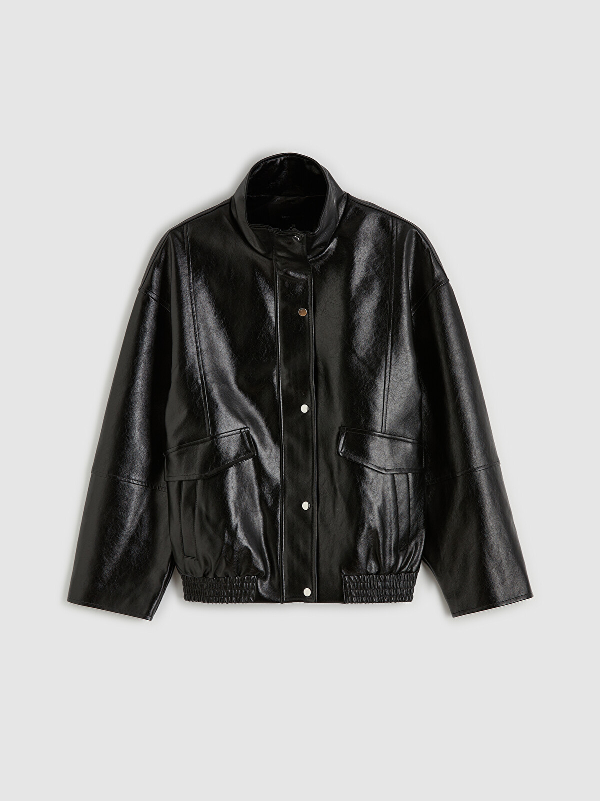 LCW Vision Mock Neck Oversize Women's Faux Leather Jacket