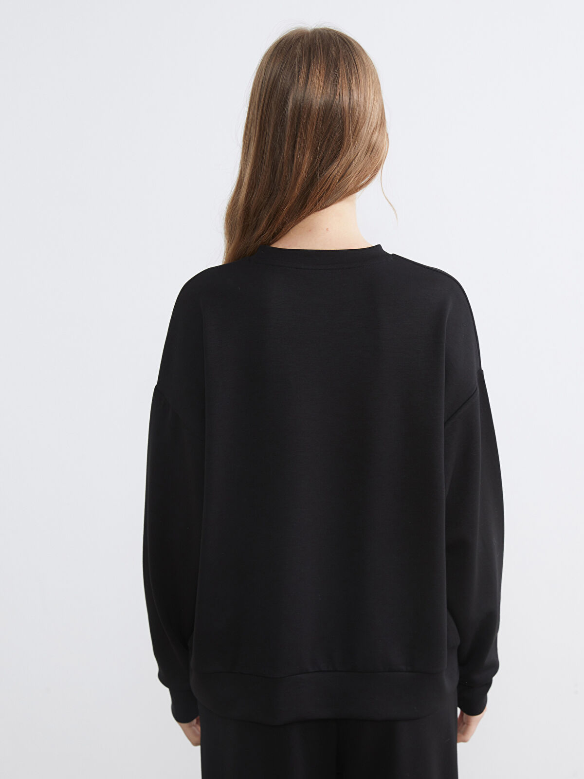 XSIDE Siyah Boston Baskılı Soft Touch Kadın Sweatshirt - S6KU14Z8