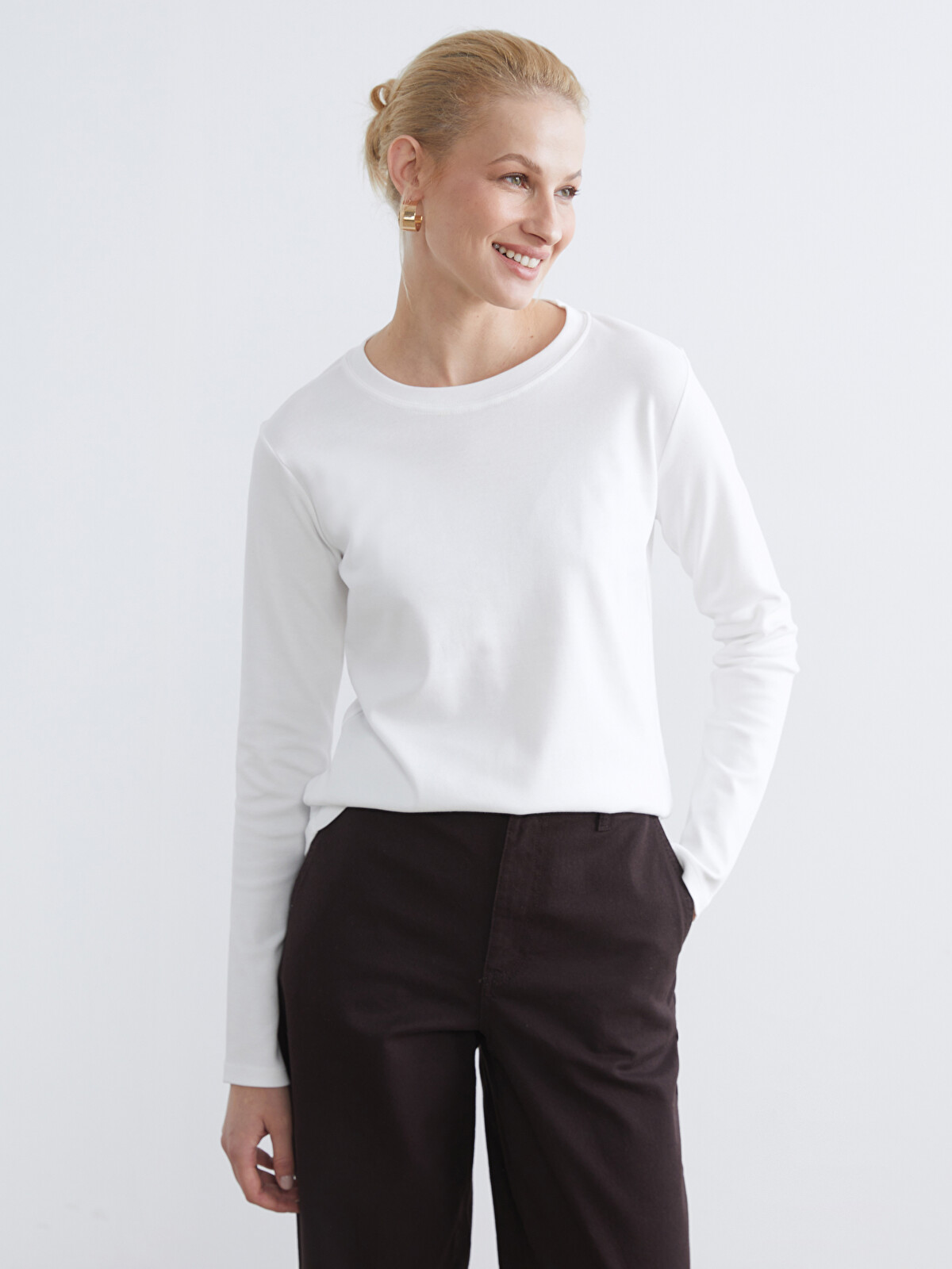 LCWAIKIKI Basic Women's crew neck bodysuit - S6L043Z8-R9J | LC Waikiki