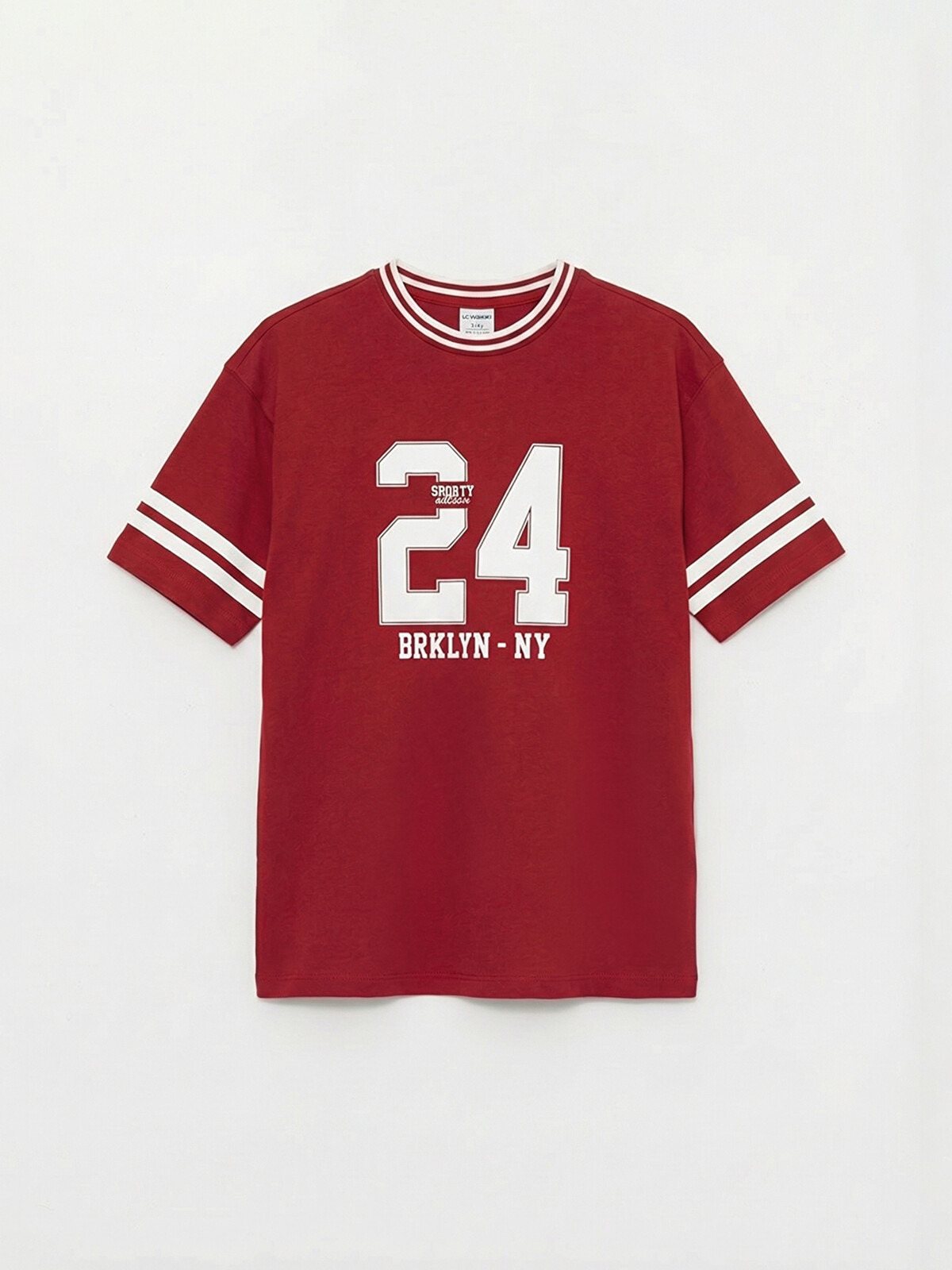 LCW Kids Bordo Bisiklet Yaka Baskılı Kız Çocuk Tişört - S6L229Z4