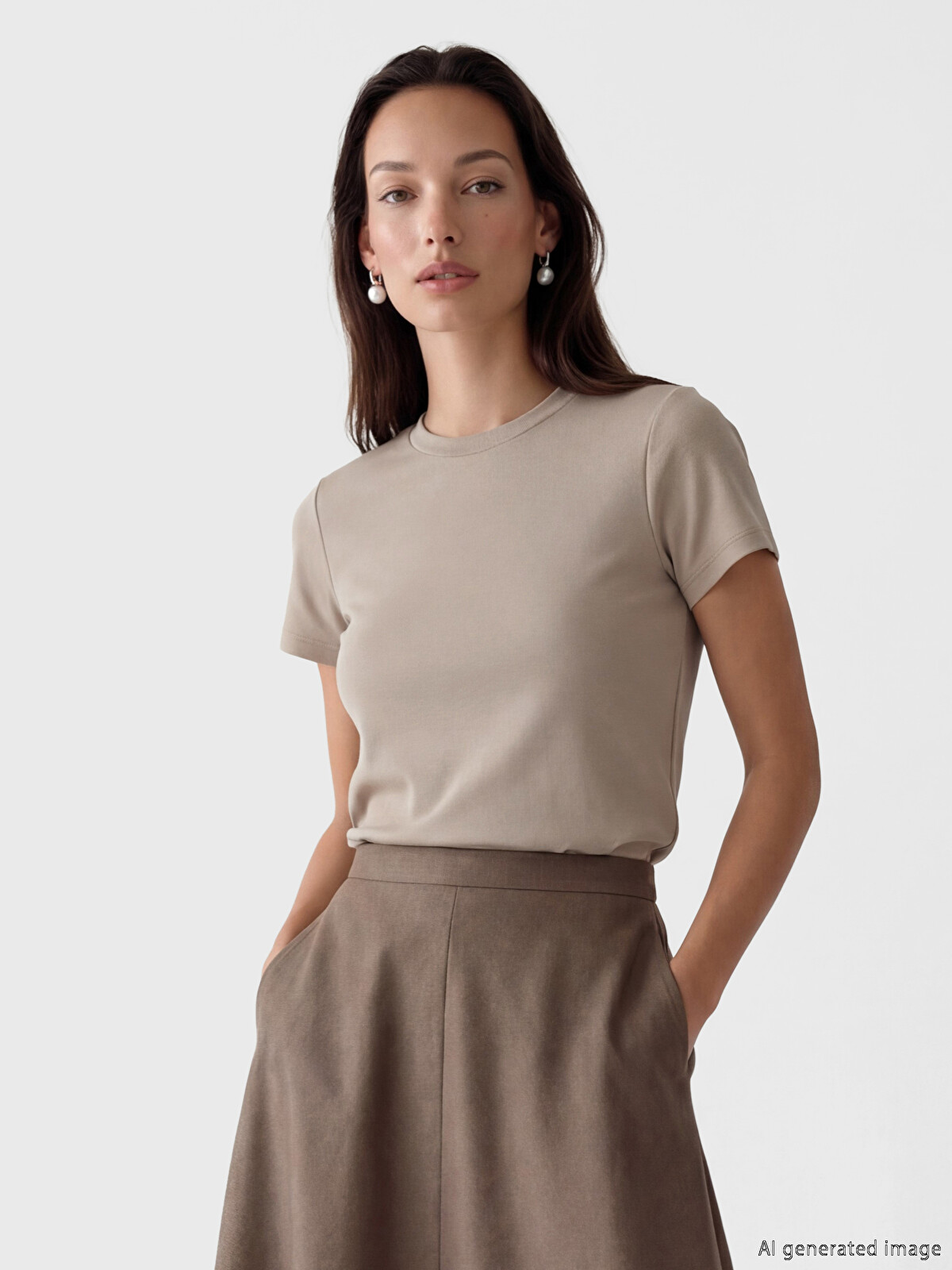 LCWAIKIKI Basic Bisiklet Yaka Soft Touch Kadın Tişört
