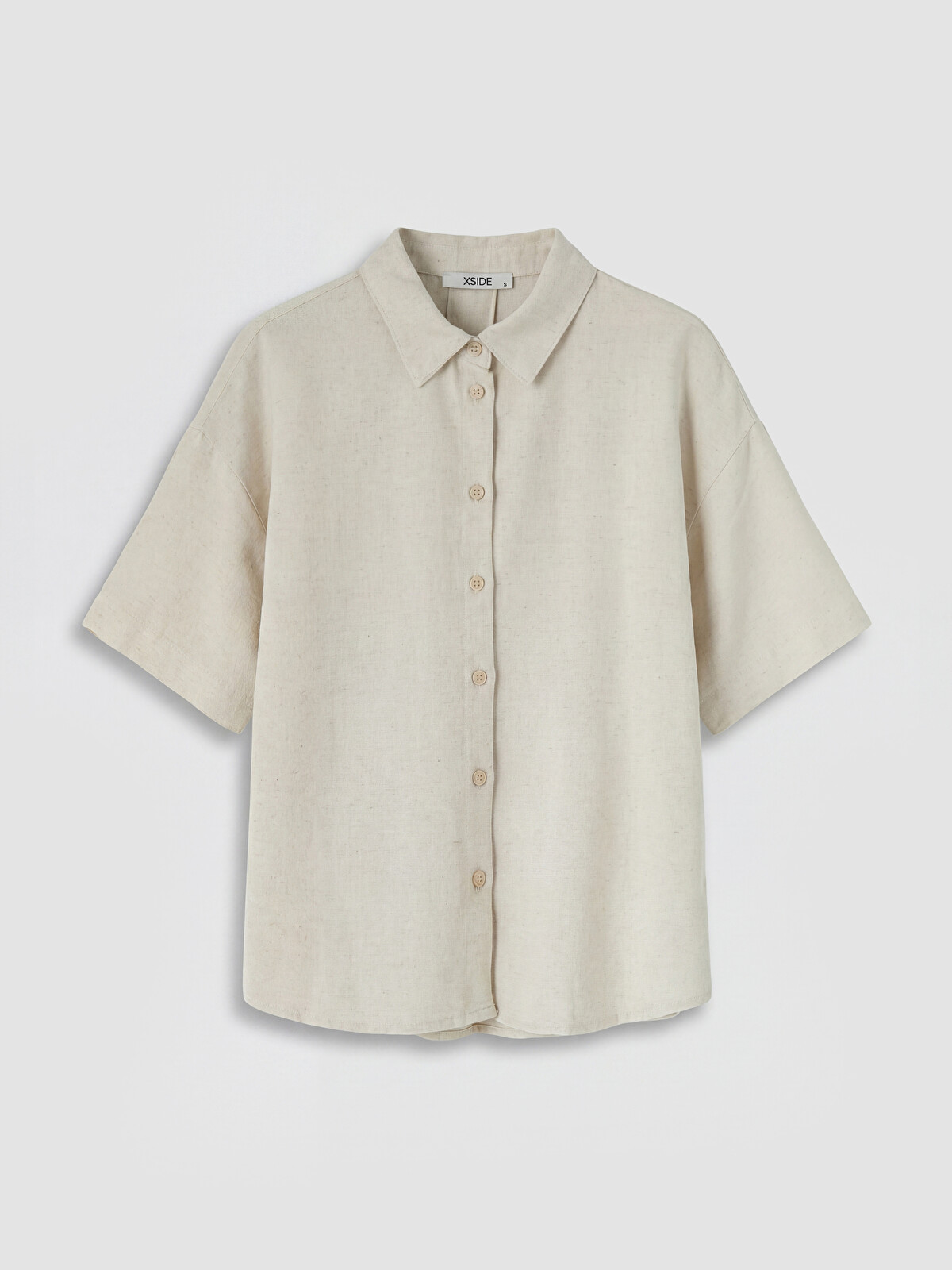 XSIDE Oversize Linen Blend Women's Shirt - S6L454Z8-L8Q | LC Waikiki