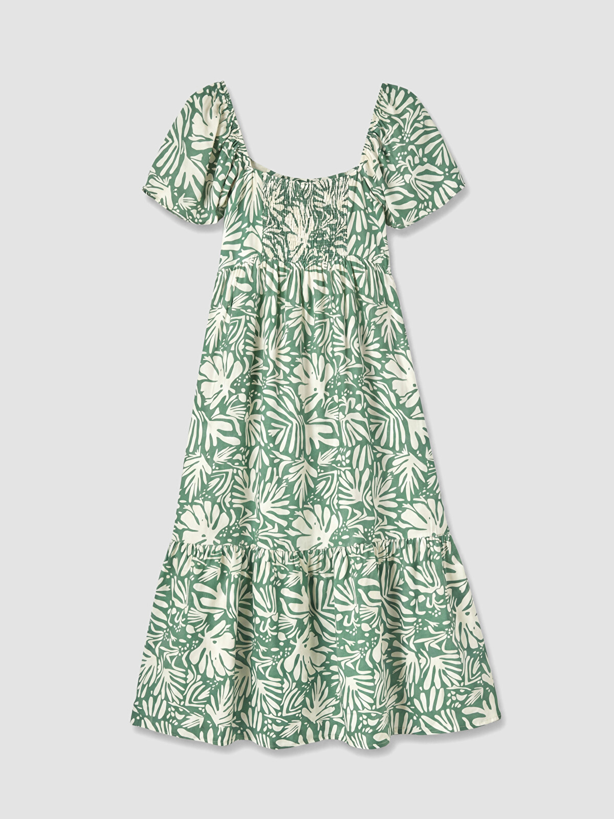 LCW Comfort Square Neck Patterned Fitted Waist Dress - S6L601Z8