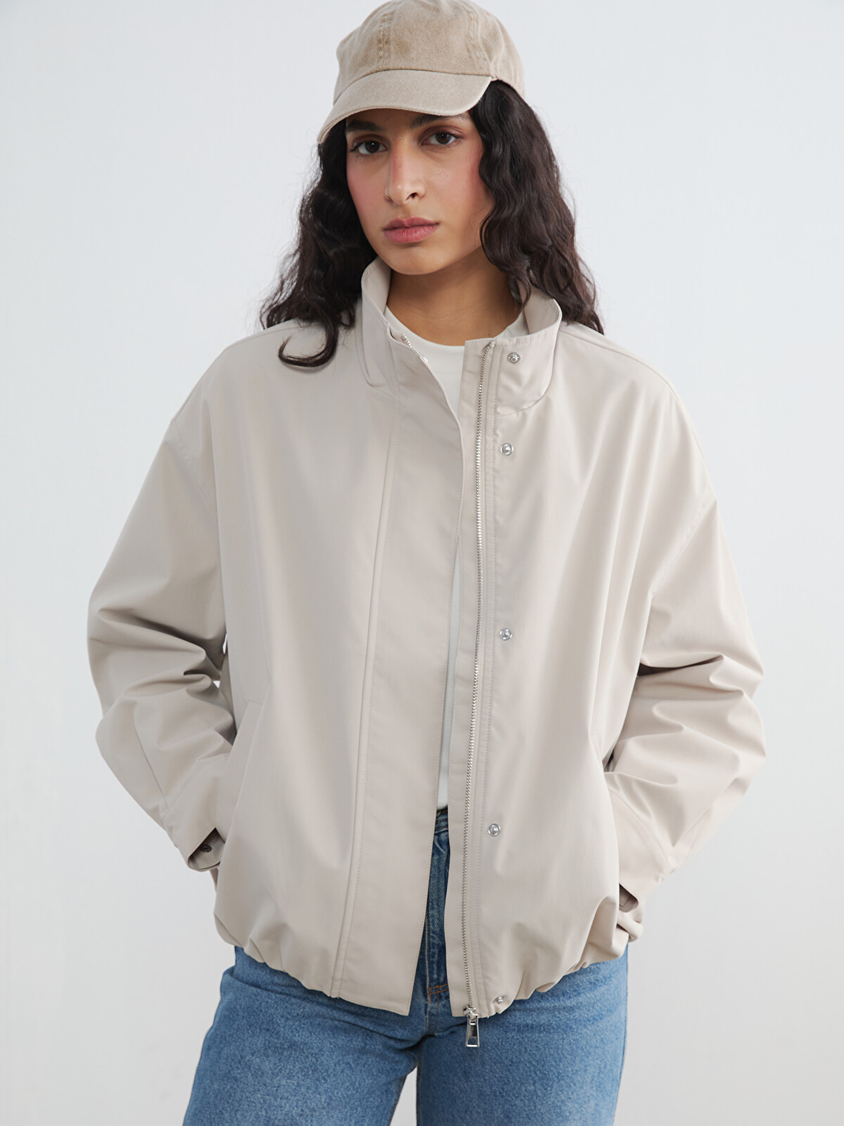 LCW Modest Mock Neck Oversize Women's Raincoat - S6L705Z8-QVK | LC