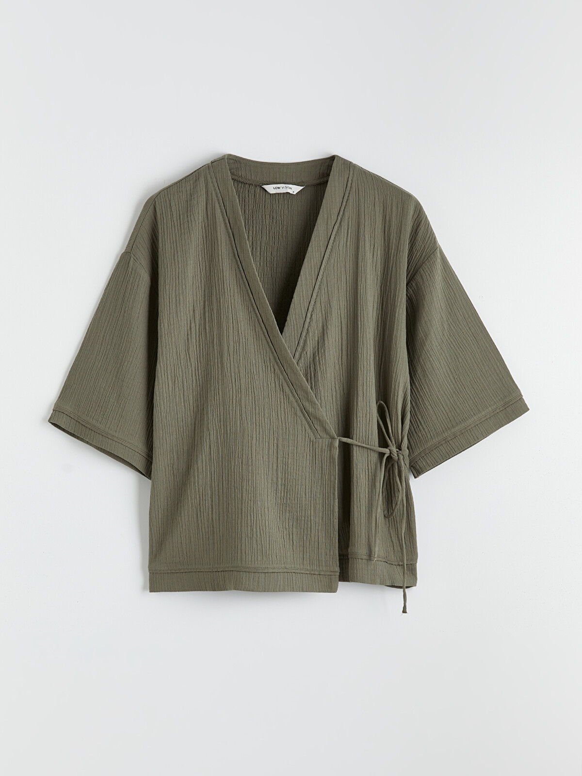 LCW Vision Haki Kruvaze Yaka Dokulu Kadın Kimono - S6L947Z8-2DU | LCW