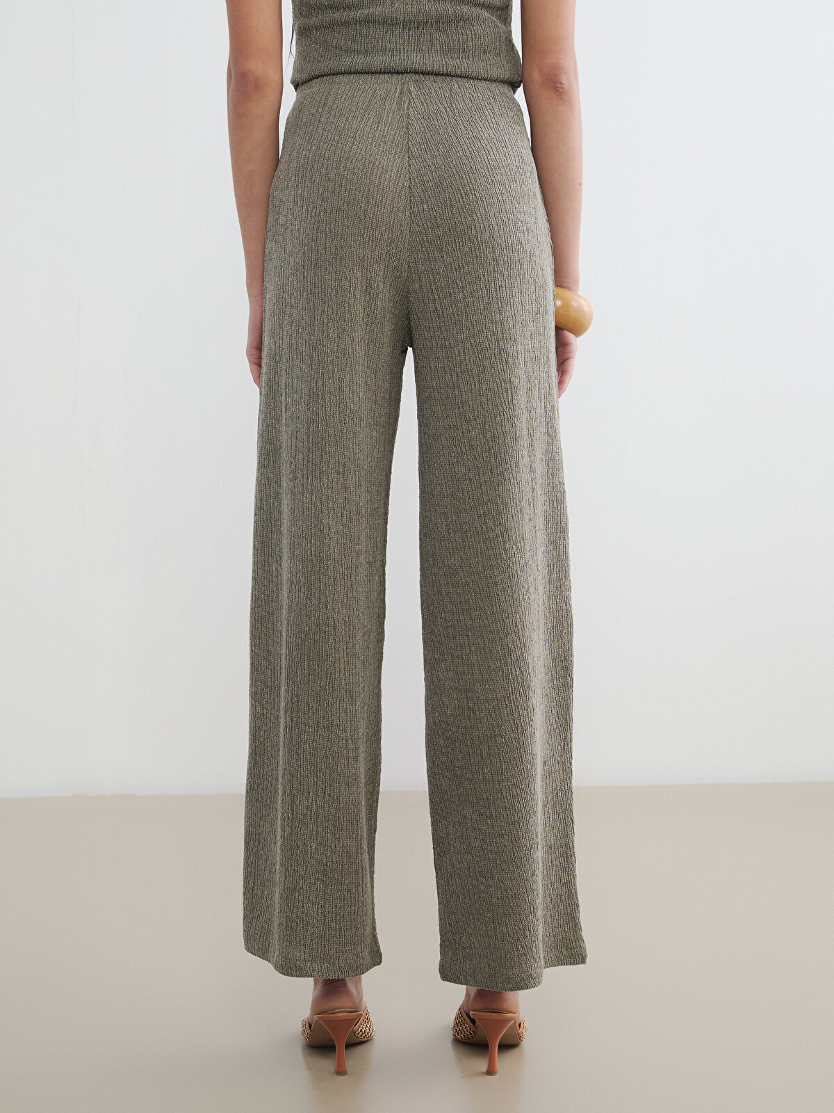 LCW Vision Elastic Waist Textured Women's Trousers - S6LA63Z8-11G