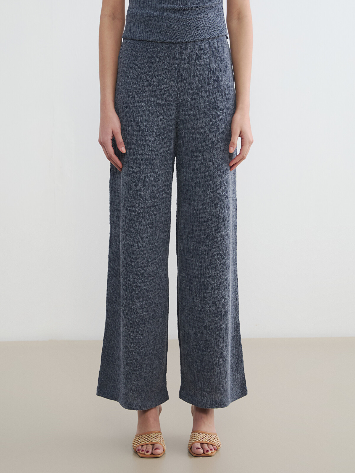 LCW Vision Elastic Waist Textured Women's Trousers - S6LA63Z8-1UE