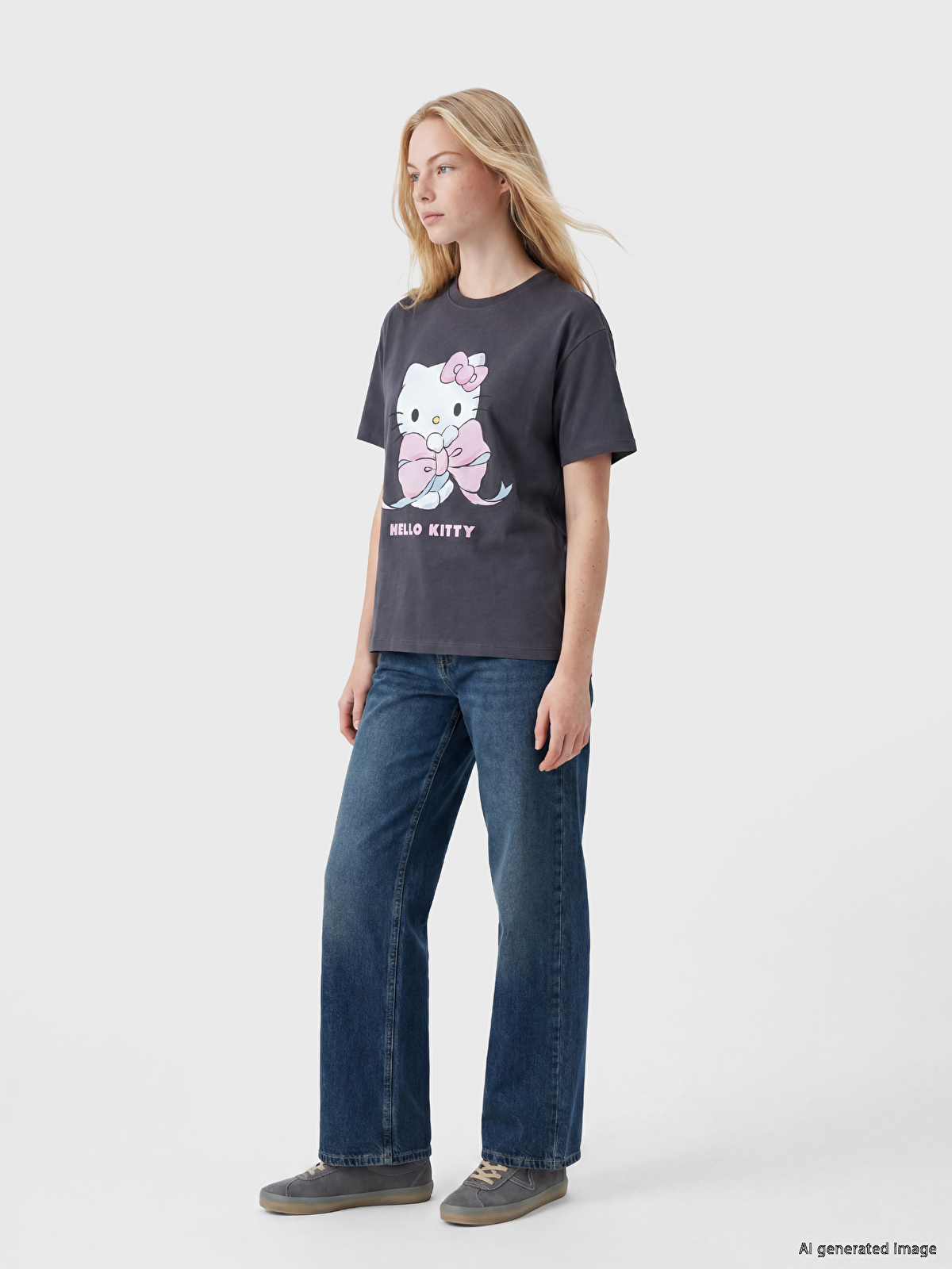XSIDE Hello Kitty Baskılı %100 Pamuklu Kadın Tişört - S6LA82Z8-E93