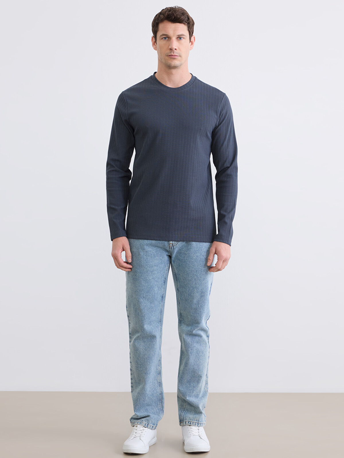 LCWAIKIKI Classic Crew Neck Long Sleeve Rib Men's T-shirt
