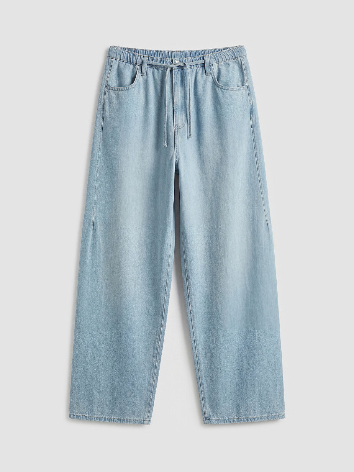XSIDE Mavi Denim Düz Wideleg Beli Lastikli Geniş Paça Kadın Jean