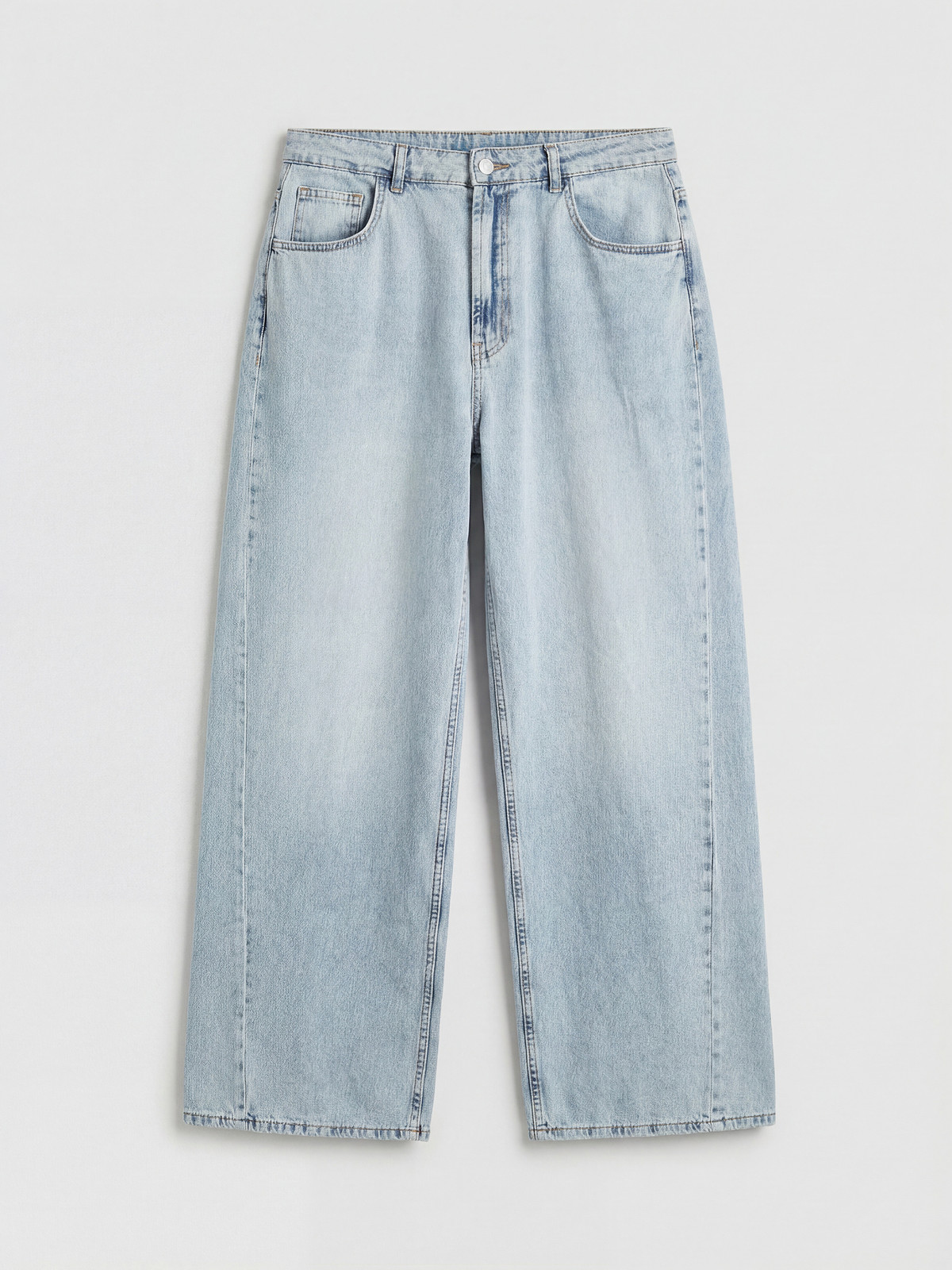 XSIDE Mavi Denim Düz Wideleg Yüksek Bel Geniş Paça Kadın Jean