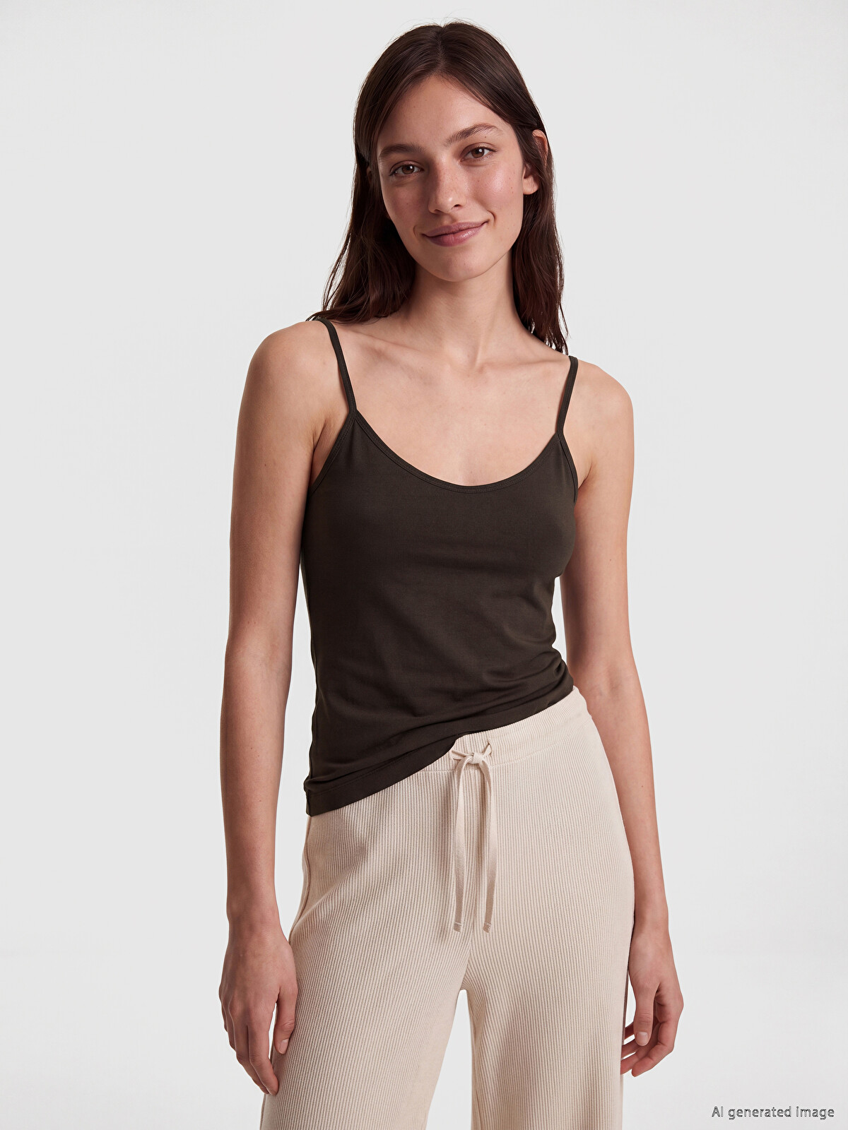 LCW DREAM U Neck Strappy Women's Vest - S6LC76Z8-ZGU | LC Waikiki