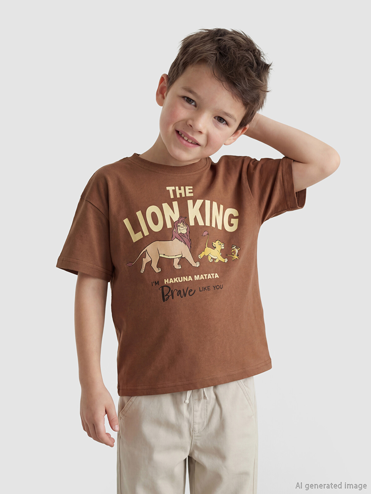 少年Ø LCW Kids Aslan Kral Baskılı Erkek Çocuk Tişört - S6LF38Z1-H2N | LC