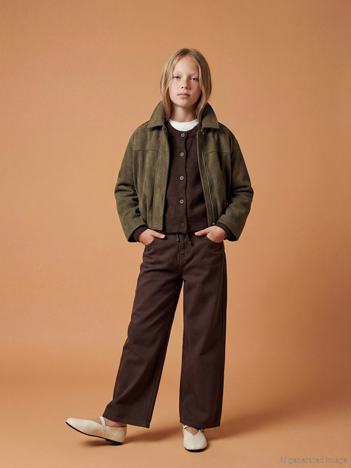 LCW Kids Kahverengi Wideleg Gabardin Kız Çocuk Pantolon - S6LG65Z4