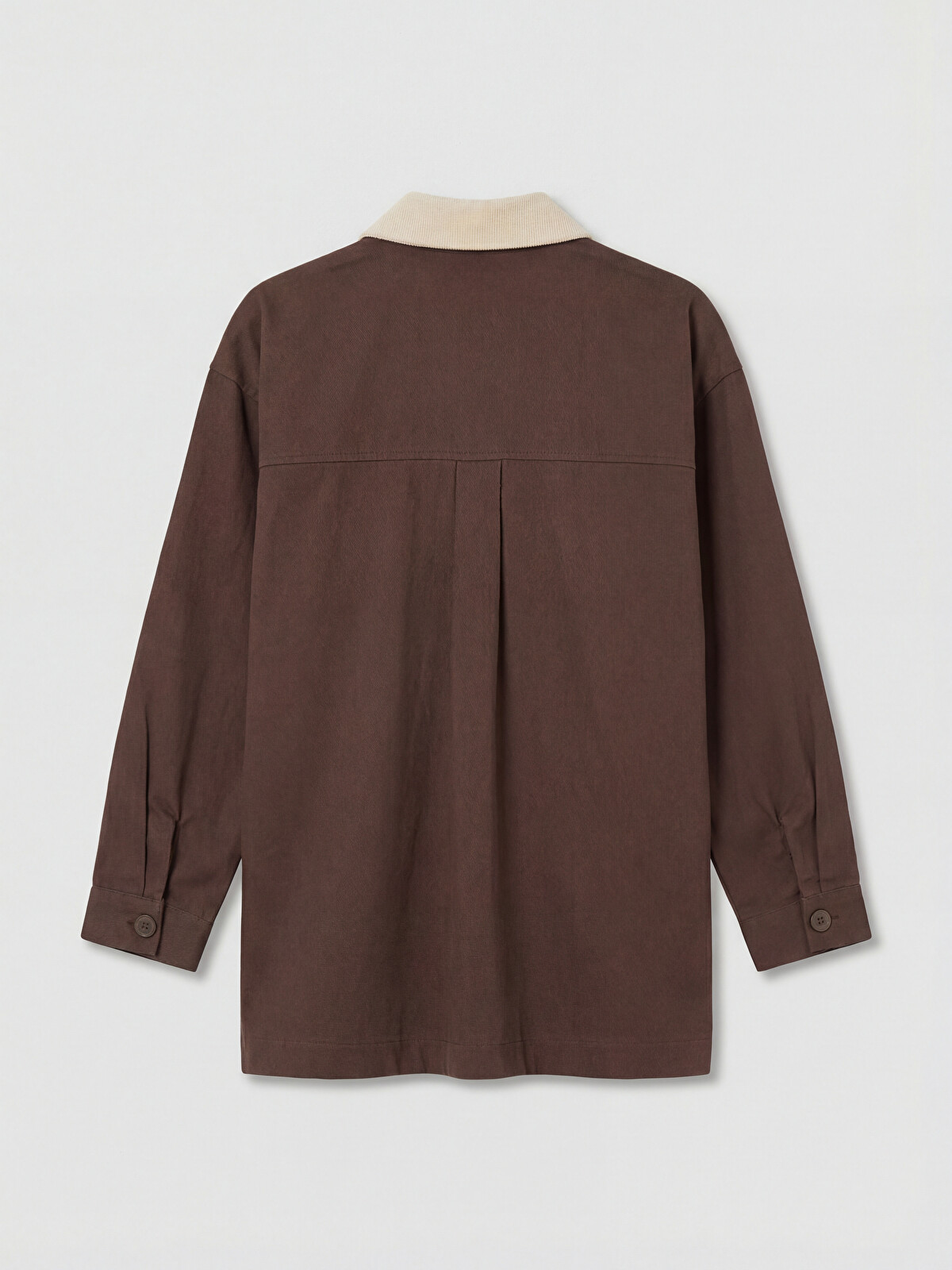 LCW Modest Kahverengi Kontrast Yaka Oversize Kadın Ceket