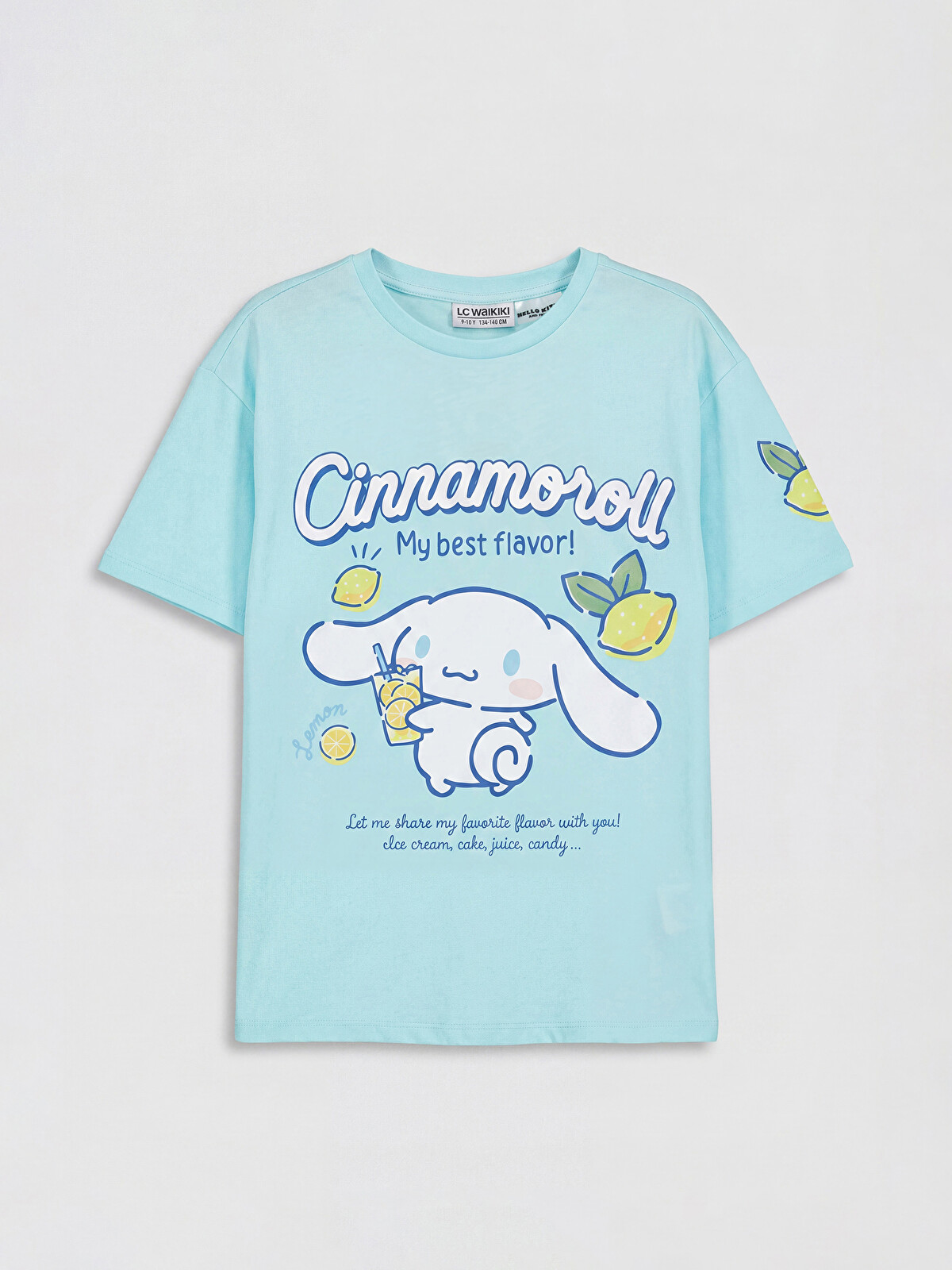LCW Kids Yeşil Bisiklet Yaka Cinnamoroll Baskılı Kız Çocuk Tişört