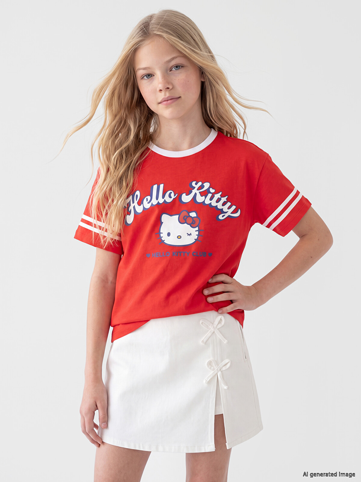 LCW Kids Crew Neck Hello Kitty Printed Girls' T-shirt - S6LL08Z4