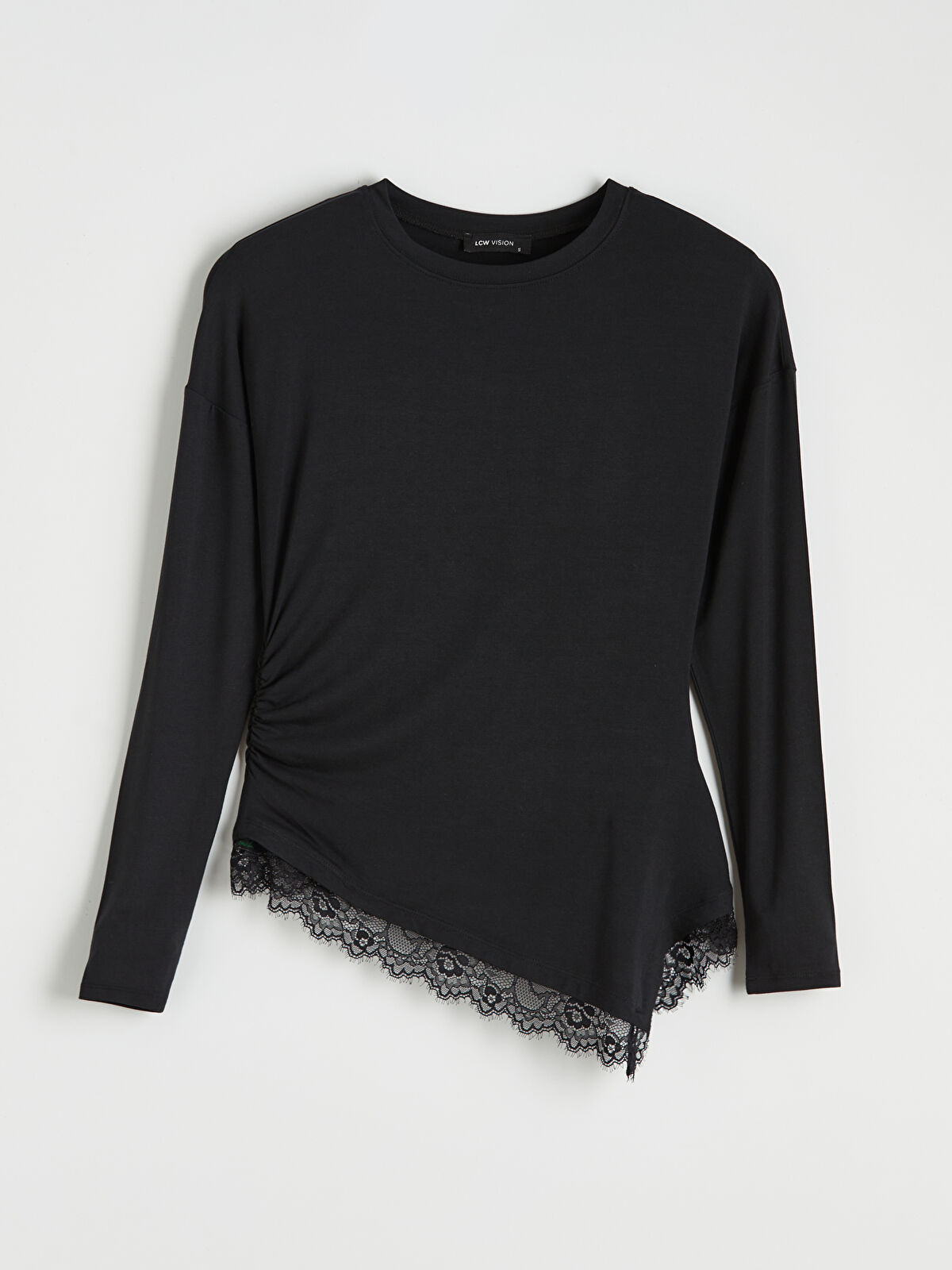 美品！L'Appartement Crew neck Gather Blouse LCW ECO Crew Neck Patterned Women's Blouse - S5KS25Z8-LQJ - LC Waikiki