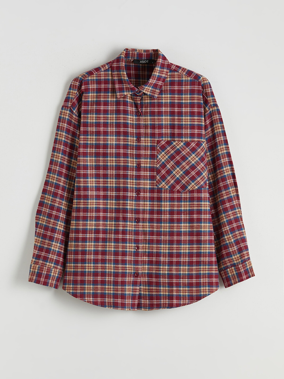 XSIDE Plaid Oversize Women's Flannel Shirt - S6LM81Z8-LLH | LC Waikiki