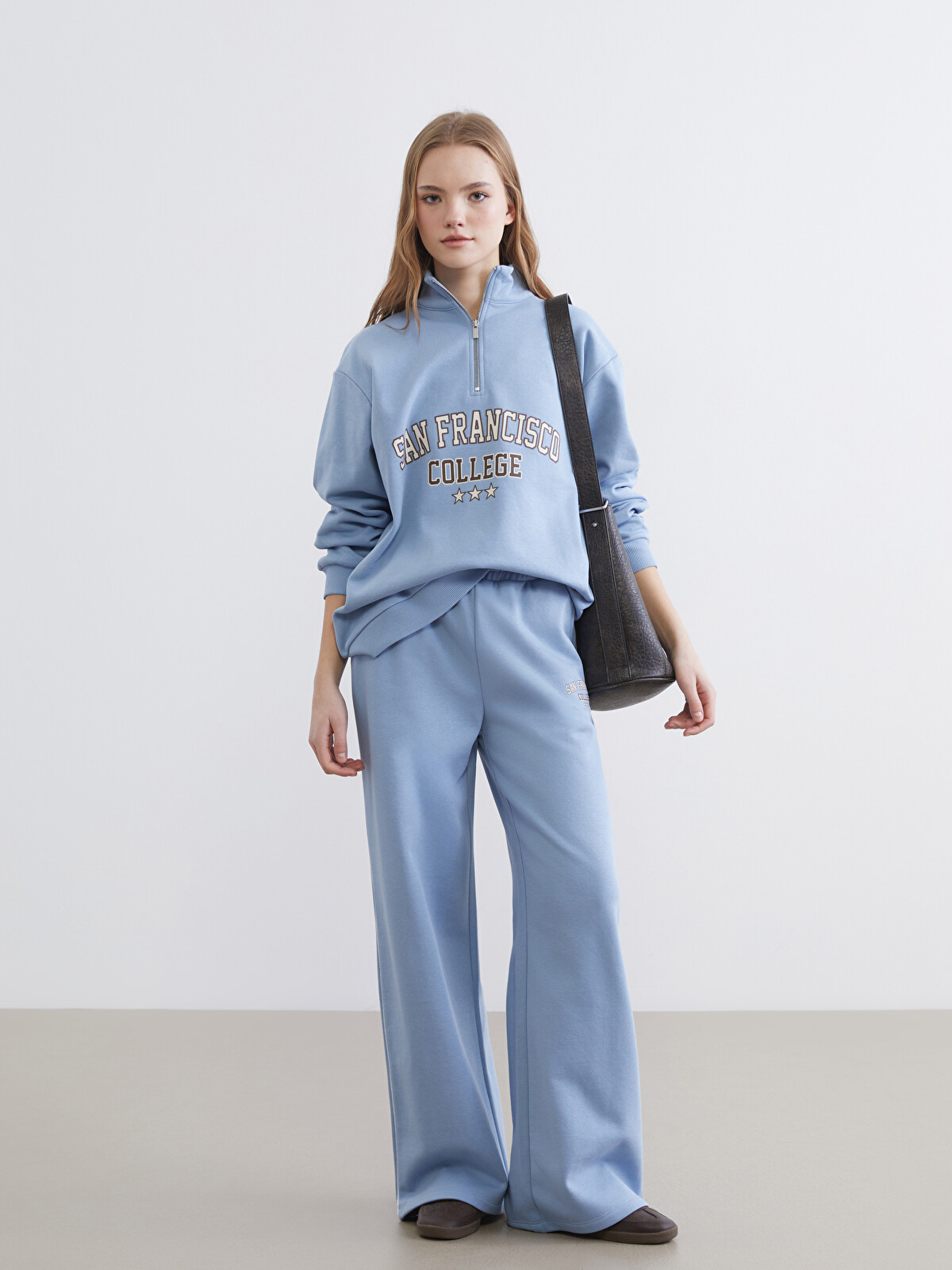 XSIDE Mock Neck Printed Oversize Women's Thick Sweatshirt