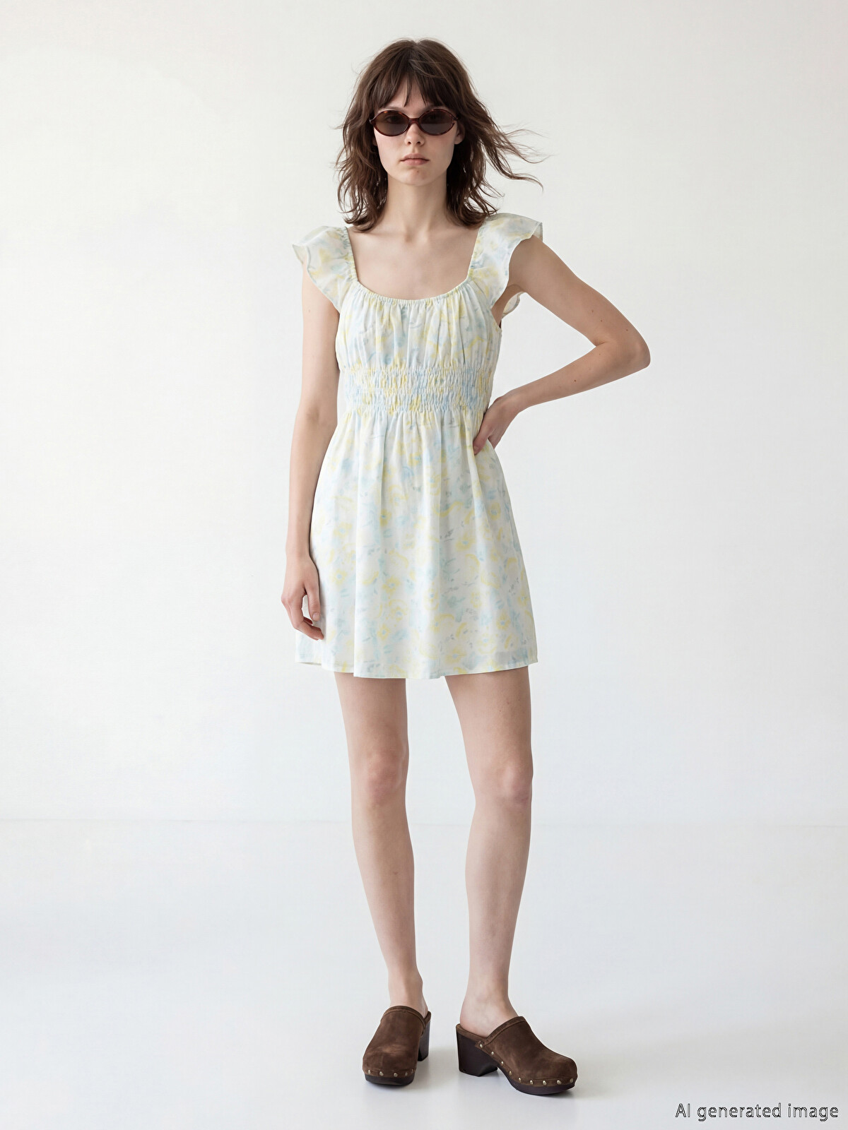 XSIDE Square Neck Floral Mini Dress - S6LO71Z8-LUG | LC Waikiki