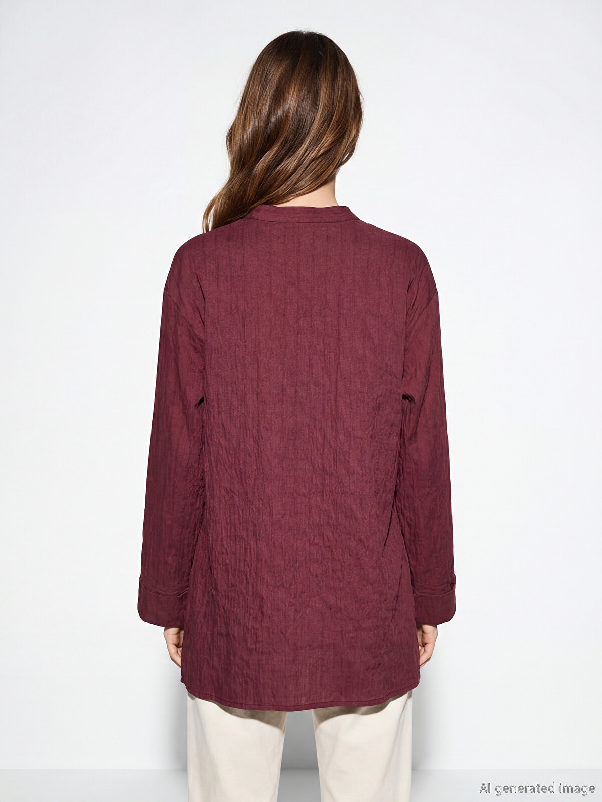 LCW Modest Bordo Kruvaze Yaka Dokulu Modal Karışımlı Kadın Kimono
