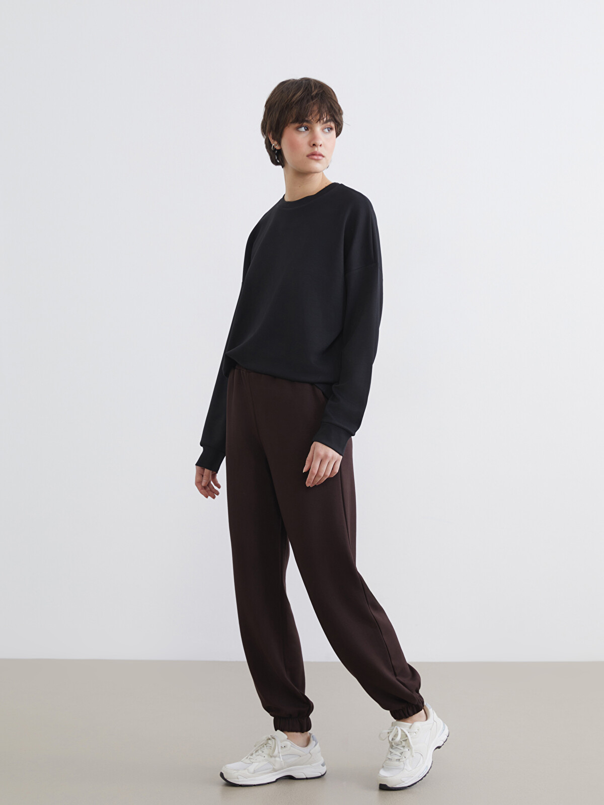 XSIDE Siyah Soft Touch Oversize Kadın Sweatshirt - S6LQ83Z8-CVL | LCW