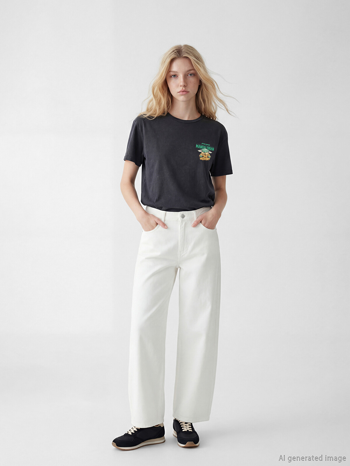 XSIDE Woman Anthracite T-shirt - S6LR61Z8-VDL | LC Waikiki