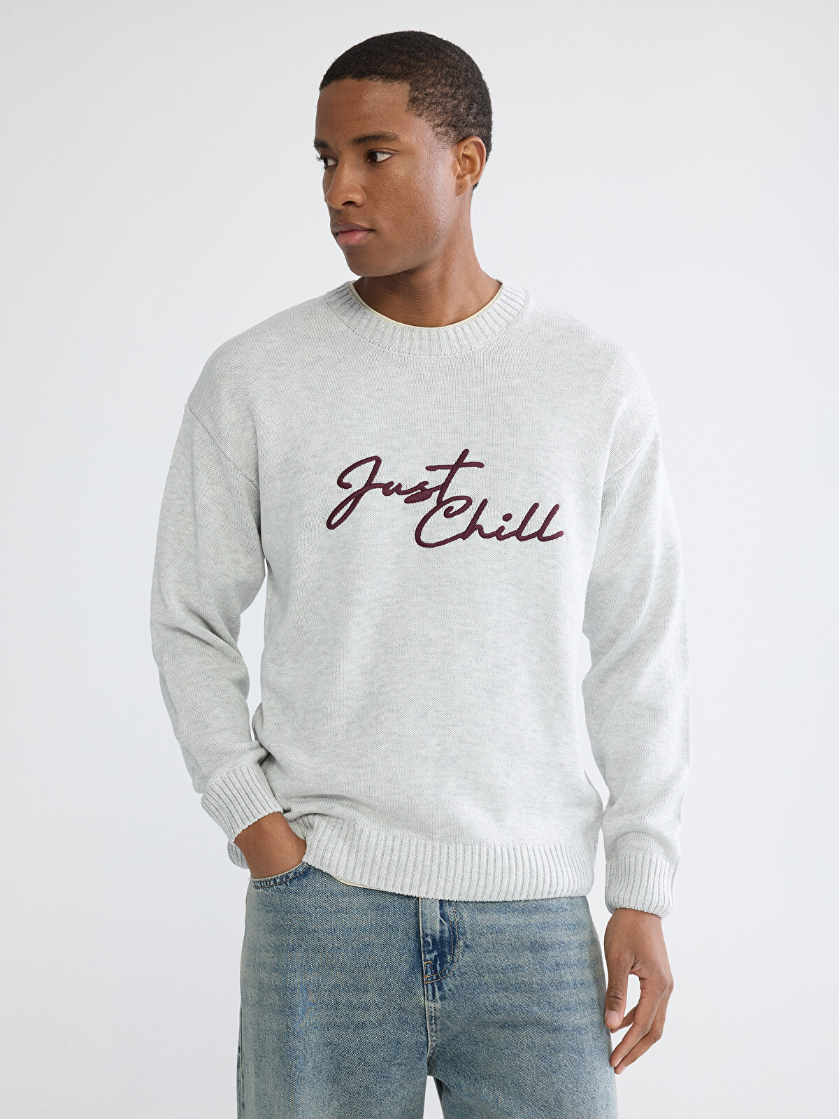 XSIDE Crew Neck Embroidered Men's Knit Sweater - S6LY99Z8-LAL | LC