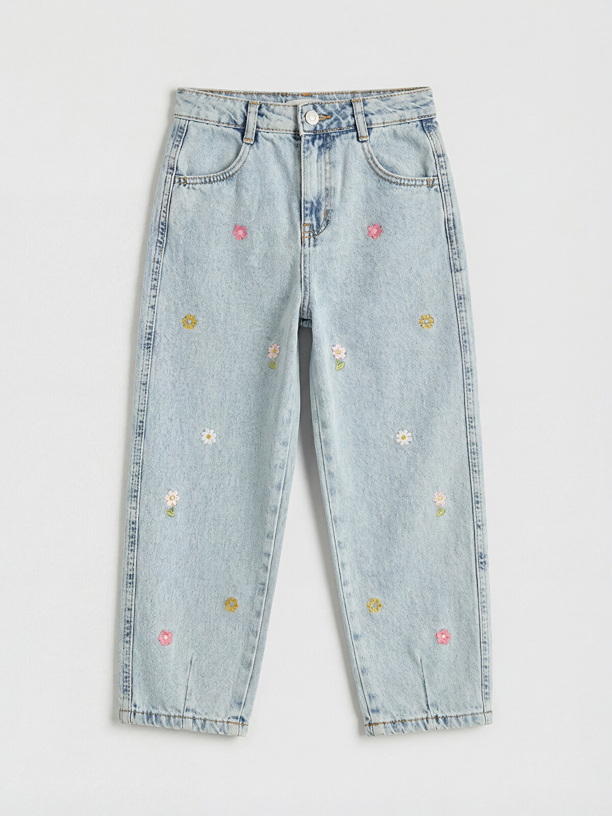 LCW Kids Balloon Fit Nakışlı Kız Çocuk Jean Pantolon