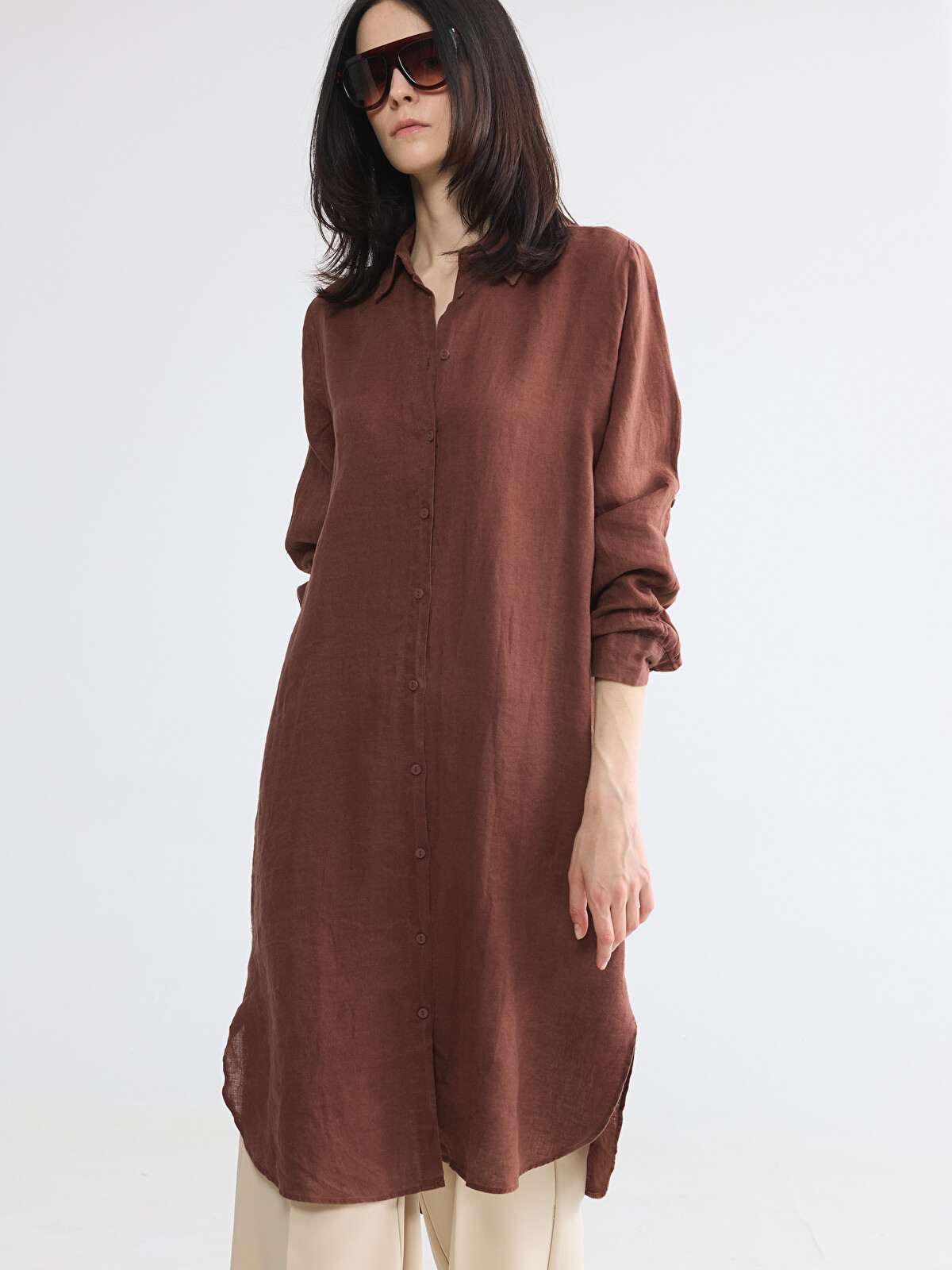 LCW EVERYDAY Oversize %100 Keten Kadın Gömlek Tunik