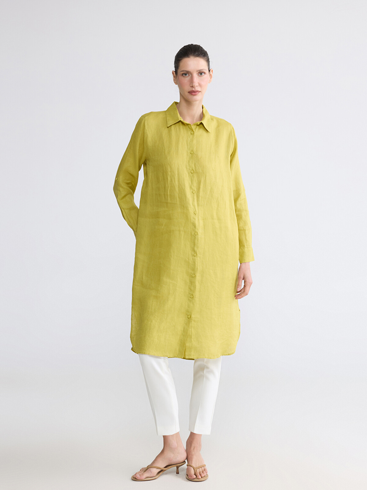 LCW EVERYDAY Oversize %100 Keten Kadın Gömlek Tunik